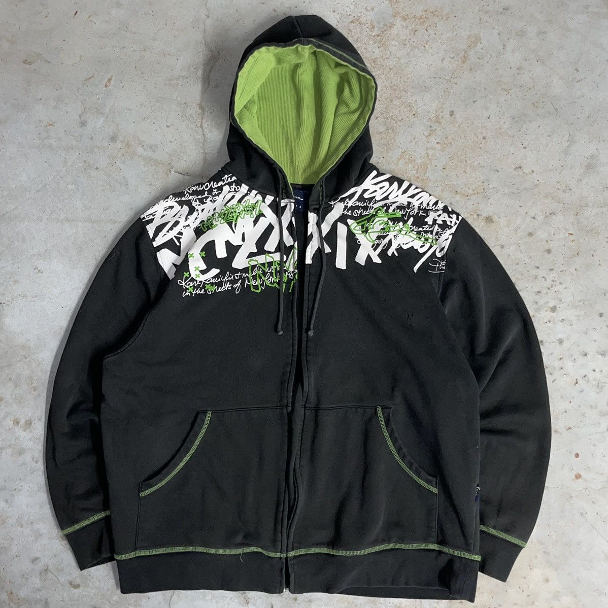 Southpole Crazy Y2K Cyber Graffiti Grunge Skater Faded Black Hoodie ...