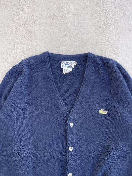 Vintage 70s-80'S Lacoste Chemise Acrylic Knit Cardigan, Men's XL acrylic navy blue type Vintage Second Hand