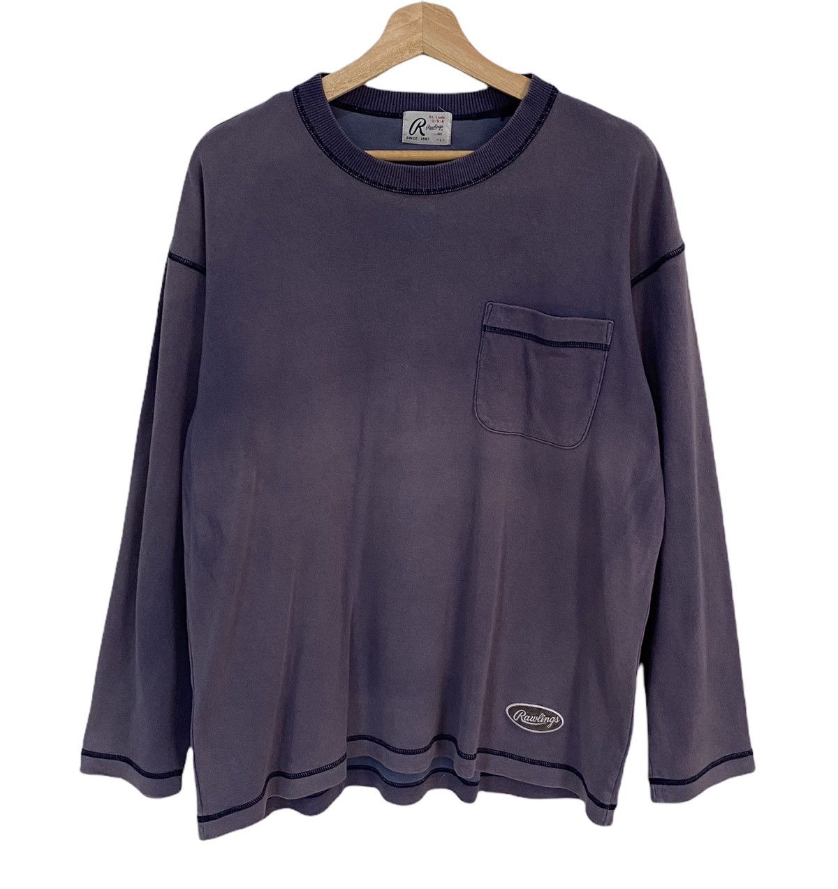 image of Asics x Vintage Rawlings St Louis Usa Sun Faded Vintage Longsleeve Tee in Navy, Men's (Size Medium)