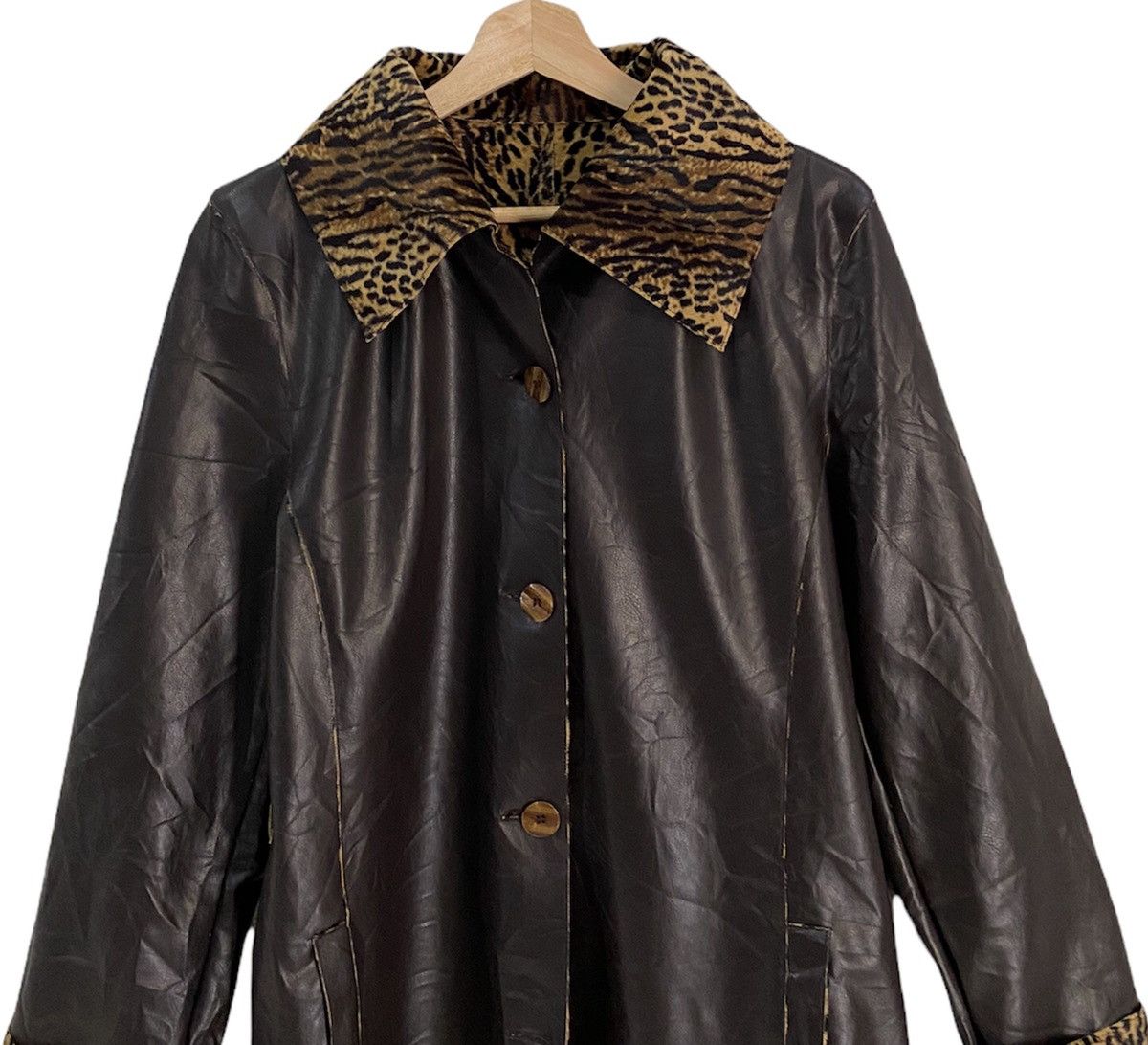 Vintage 🔥Luxury Made in Italy Leopard Lined Brown Leather Overcoat Size US S / EU 44-46 / 1 - 5 Thumbnail