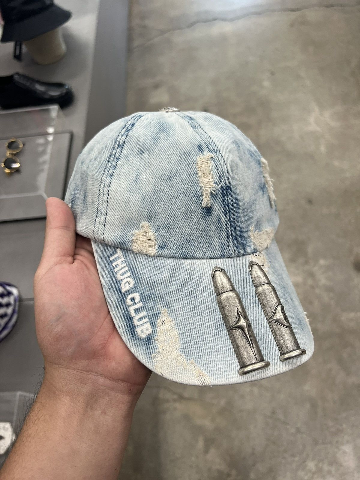 Streetwear DS Thug Club Distressed Bullet Cap Blue | Grailed