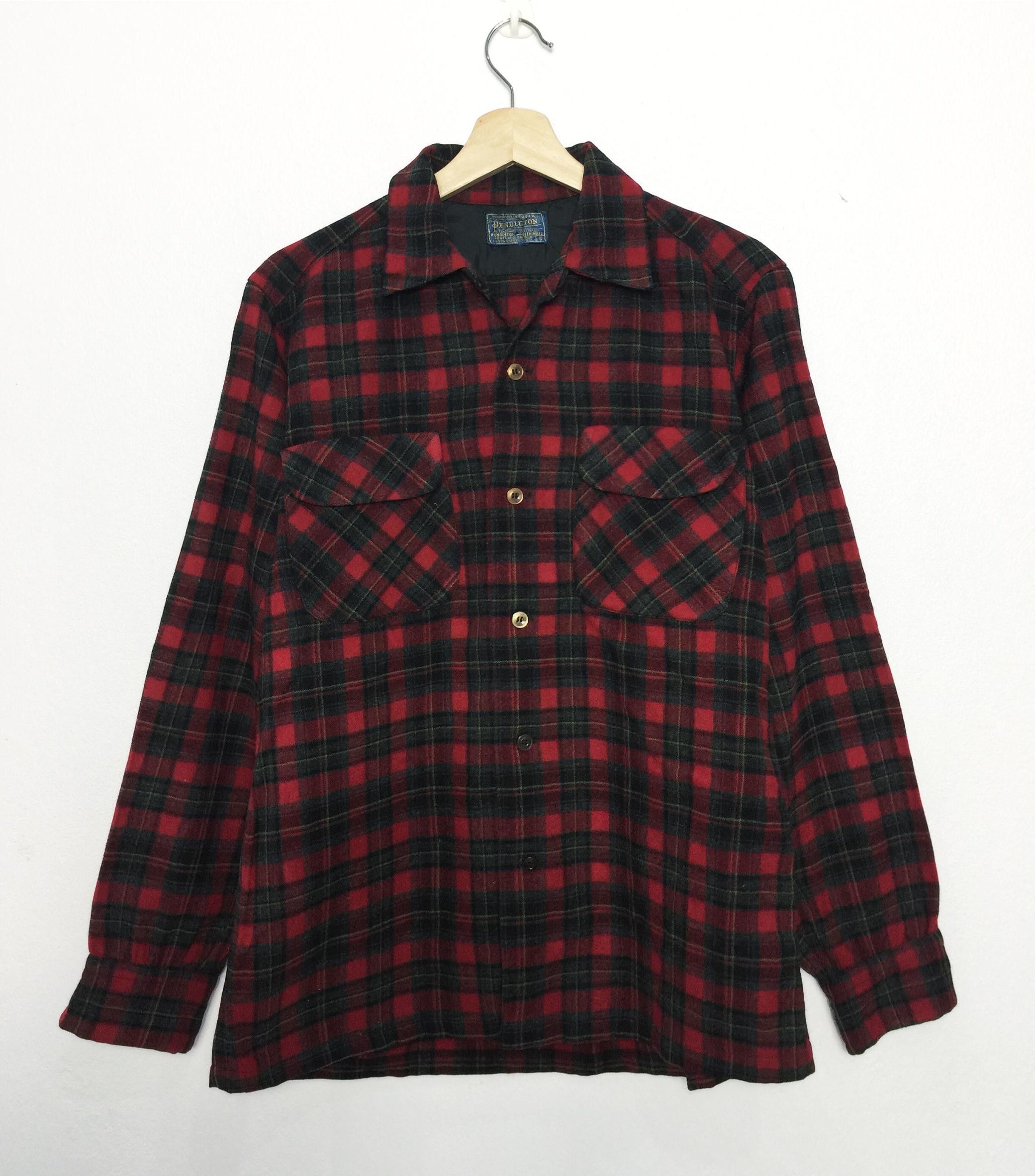 image of 90's Pendleton Wool Flannel in Red Check, Men's (Size Small)