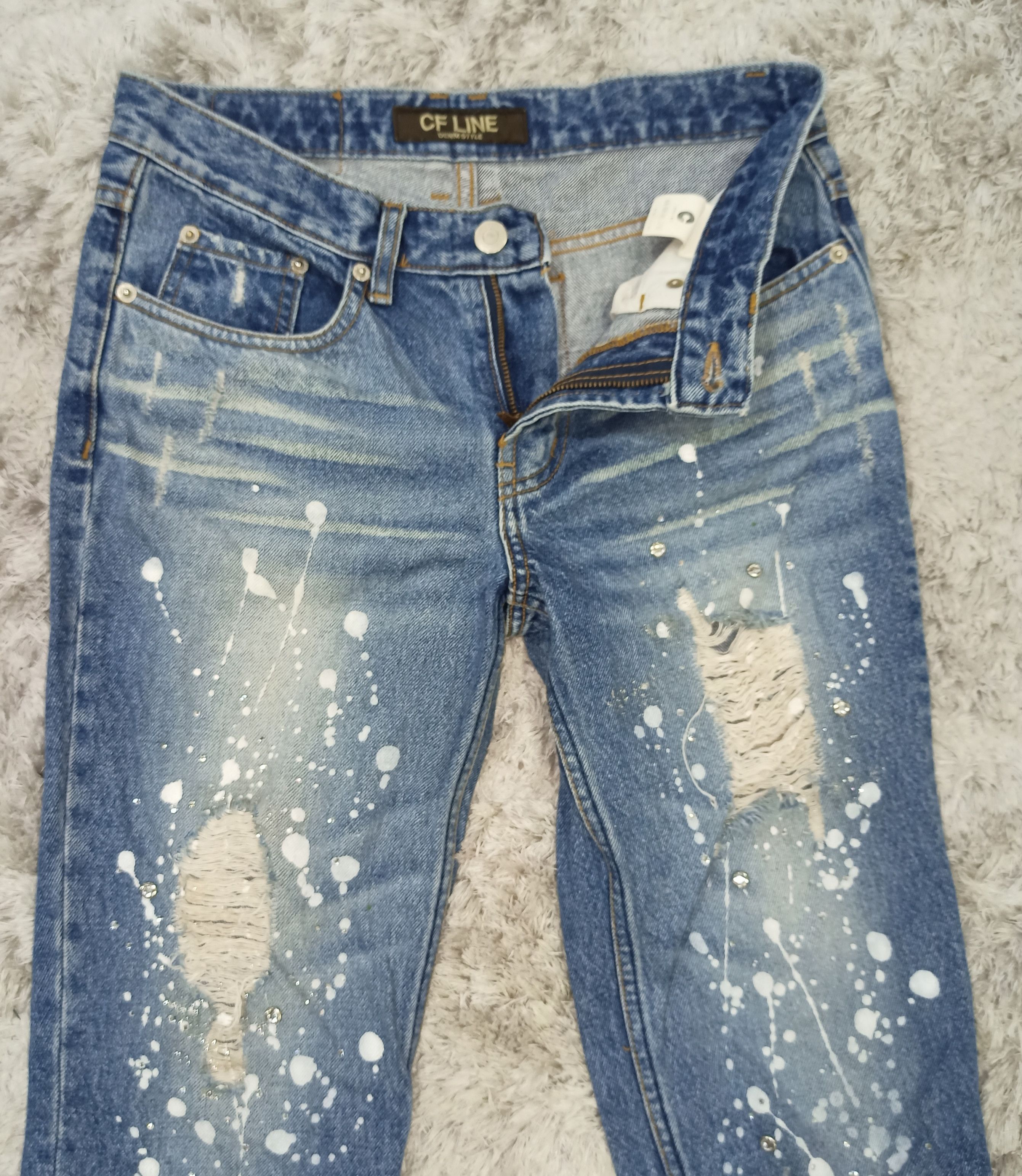 CFCL Flare Jeans CFLINE Paint Splash Distress Bootcut Denim Size 28" / US 6 / IT 42 - 10 Thumbnail