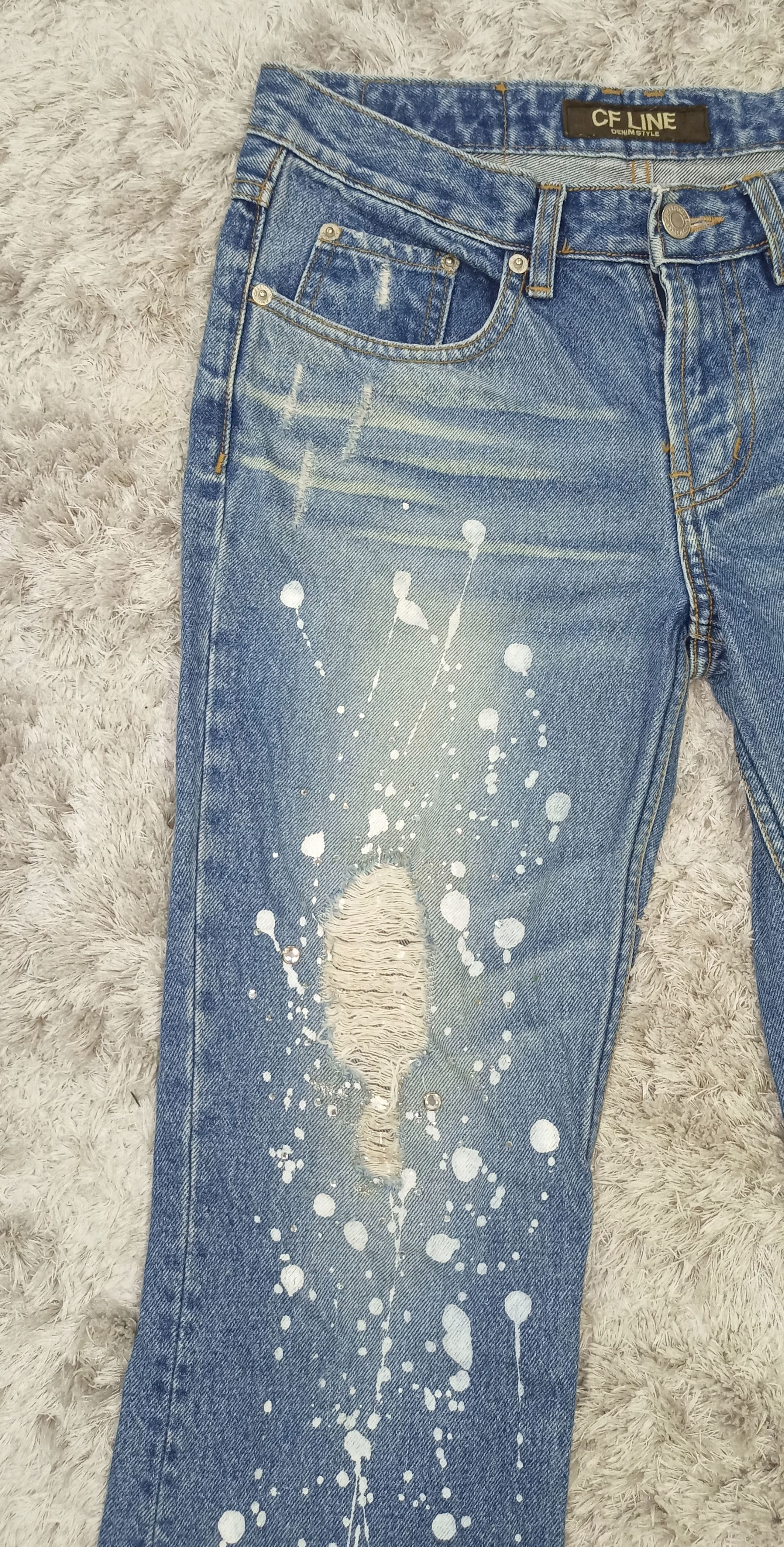 CFCL Flare Jeans CFLINE Paint Splash Distress Bootcut Denim Size 28" / US 6 / IT 42 - 6 Thumbnail