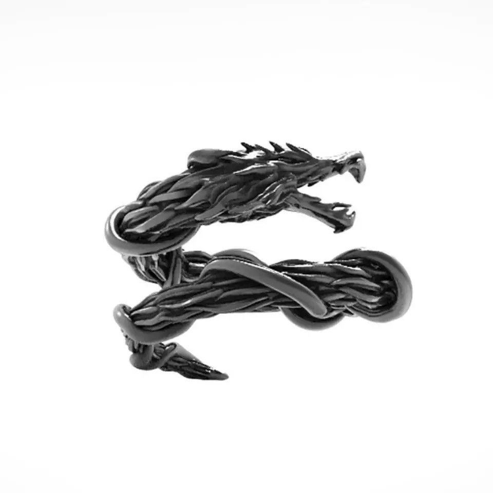 Jewelry × Vintage Gothic Black Dragon Ring Size ONE SIZE - 4 Thumbnail