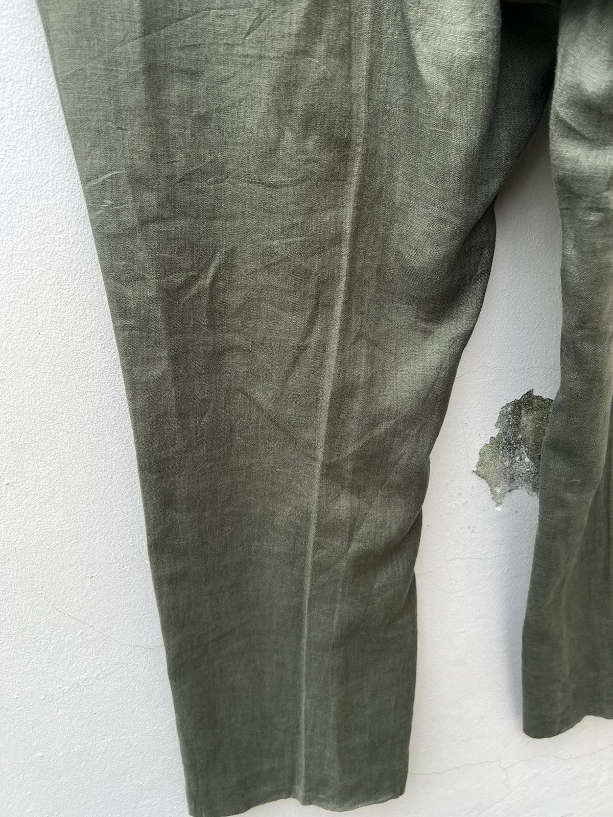 Mademoiselle Non Non Vintage Papas Japan Olive Green 100% Linen Trouser Pant Size US 38 / EU 54 - 17 Thumbnail