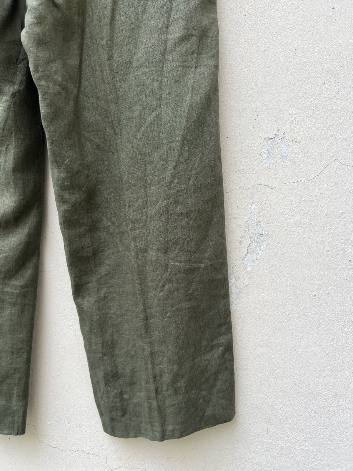 Mademoiselle Non Non Vintage Papas Japan Olive Green 100% Linen Trouser Pant Size US 38 / EU 54 - 21 Thumbnail