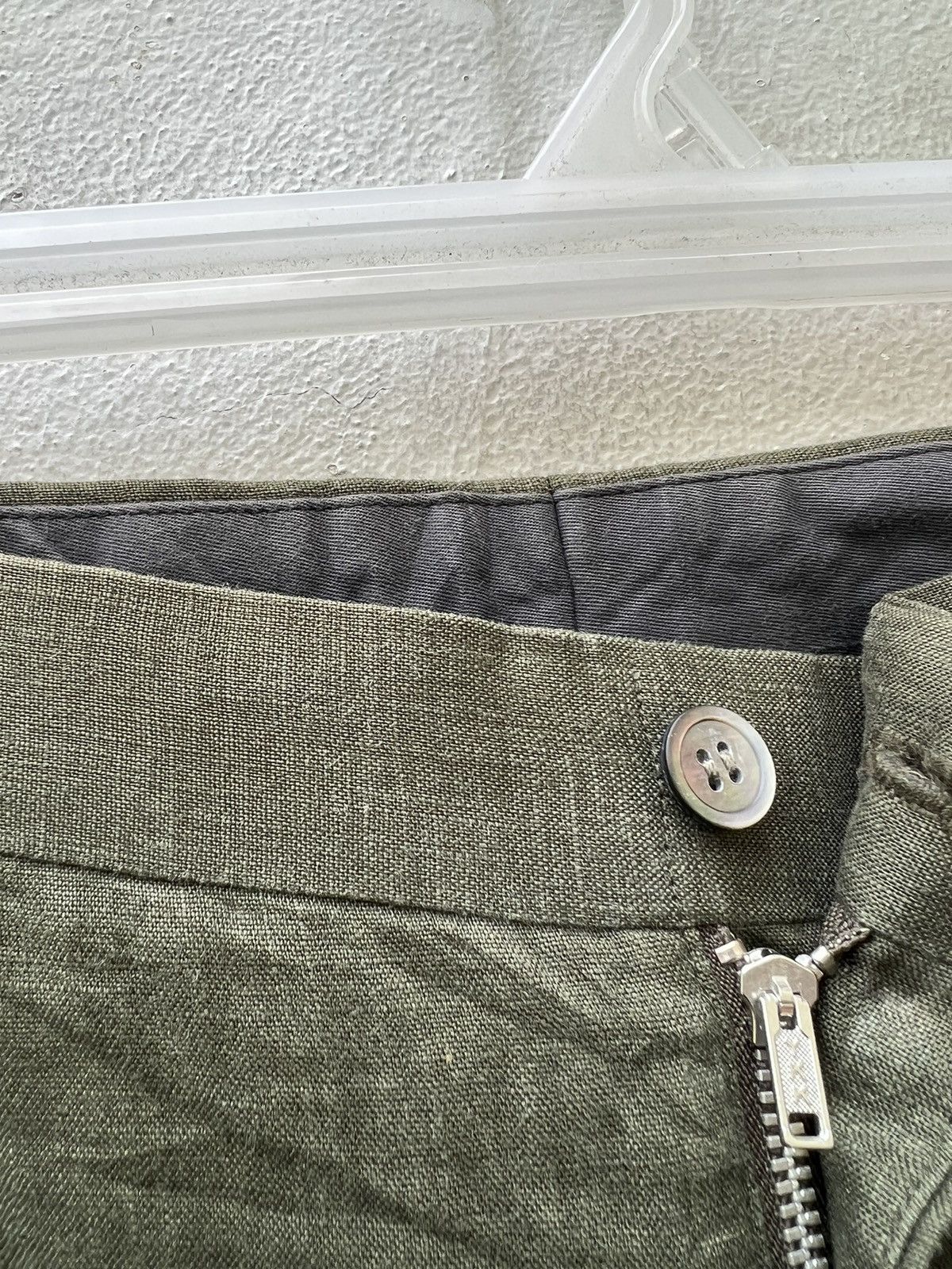 Mademoiselle Non Non Vintage Papas Japan Olive Green 100% Linen Trouser Pant Size US 38 / EU 54 - 8 Thumbnail