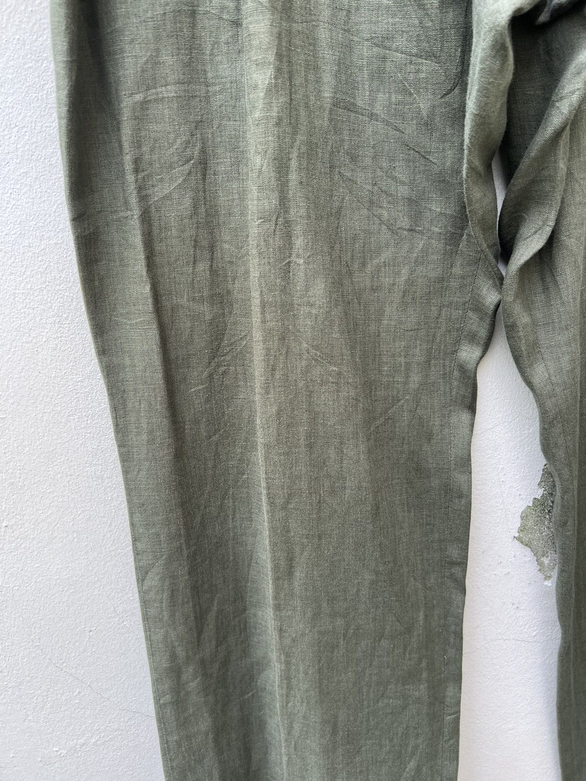 Mademoiselle Non Non Vintage Papas Japan Olive Green 100% Linen Trouser Pant Size US 38 / EU 54 - 10 Thumbnail