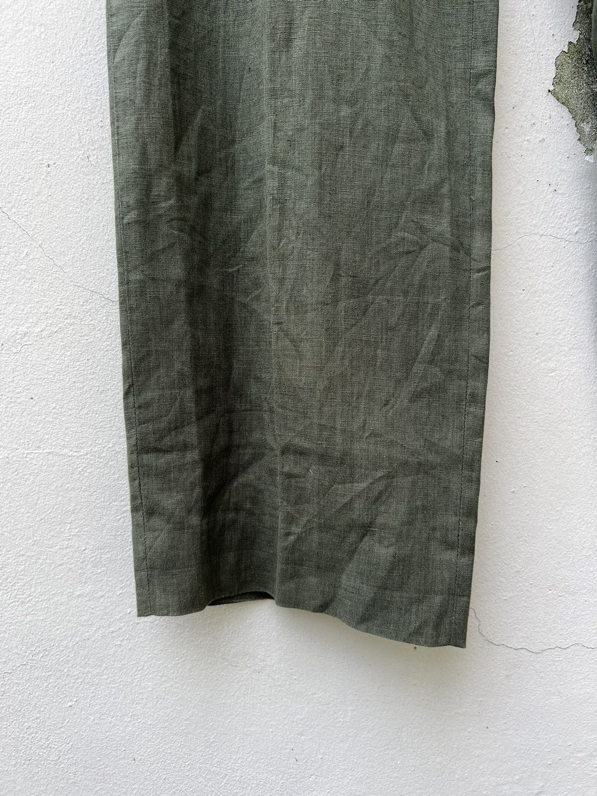 Mademoiselle Non Non Vintage Papas Japan Olive Green 100% Linen Trouser Pant Size US 38 / EU 54 - 11 Thumbnail