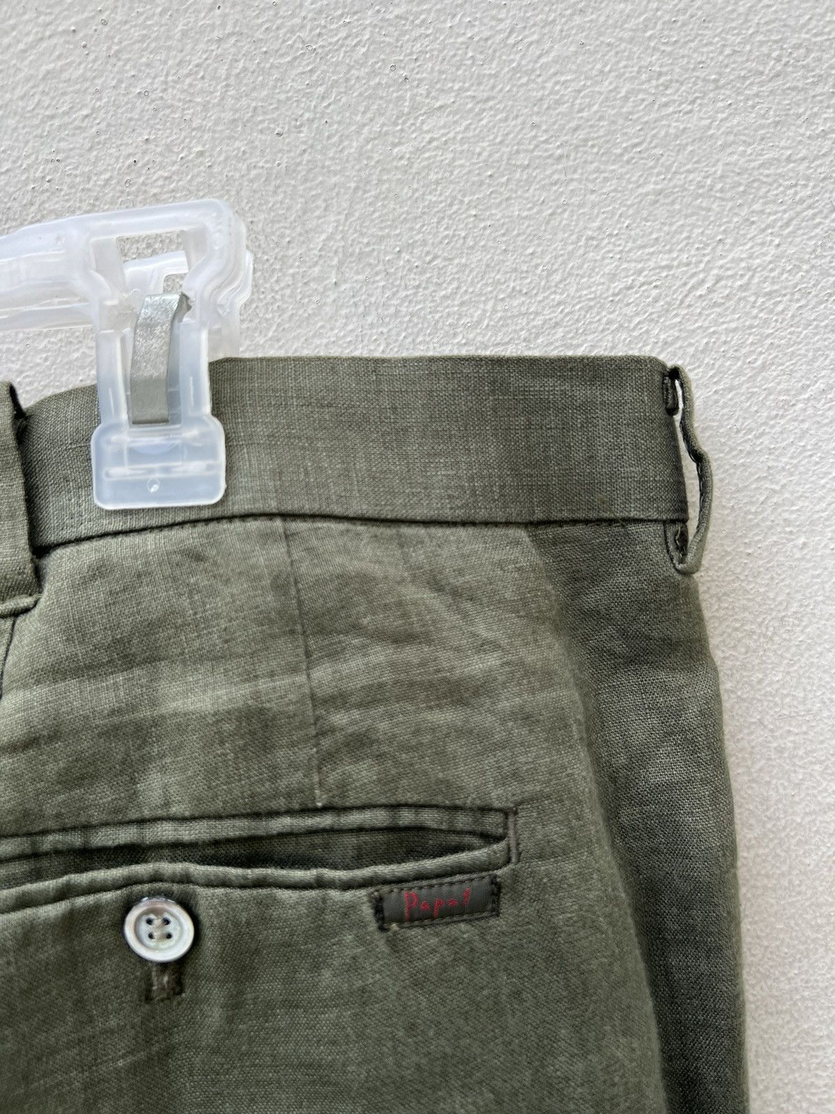 Mademoiselle Non Non Vintage Papas Japan Olive Green 100% Linen Trouser Pant Size US 38 / EU 54 - 20 Thumbnail