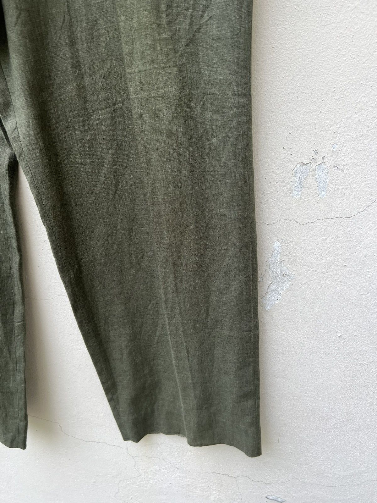 Mademoiselle Non Non Vintage Papas Japan Olive Green 100% Linen Trouser Pant Size US 38 / EU 54 - 13 Thumbnail