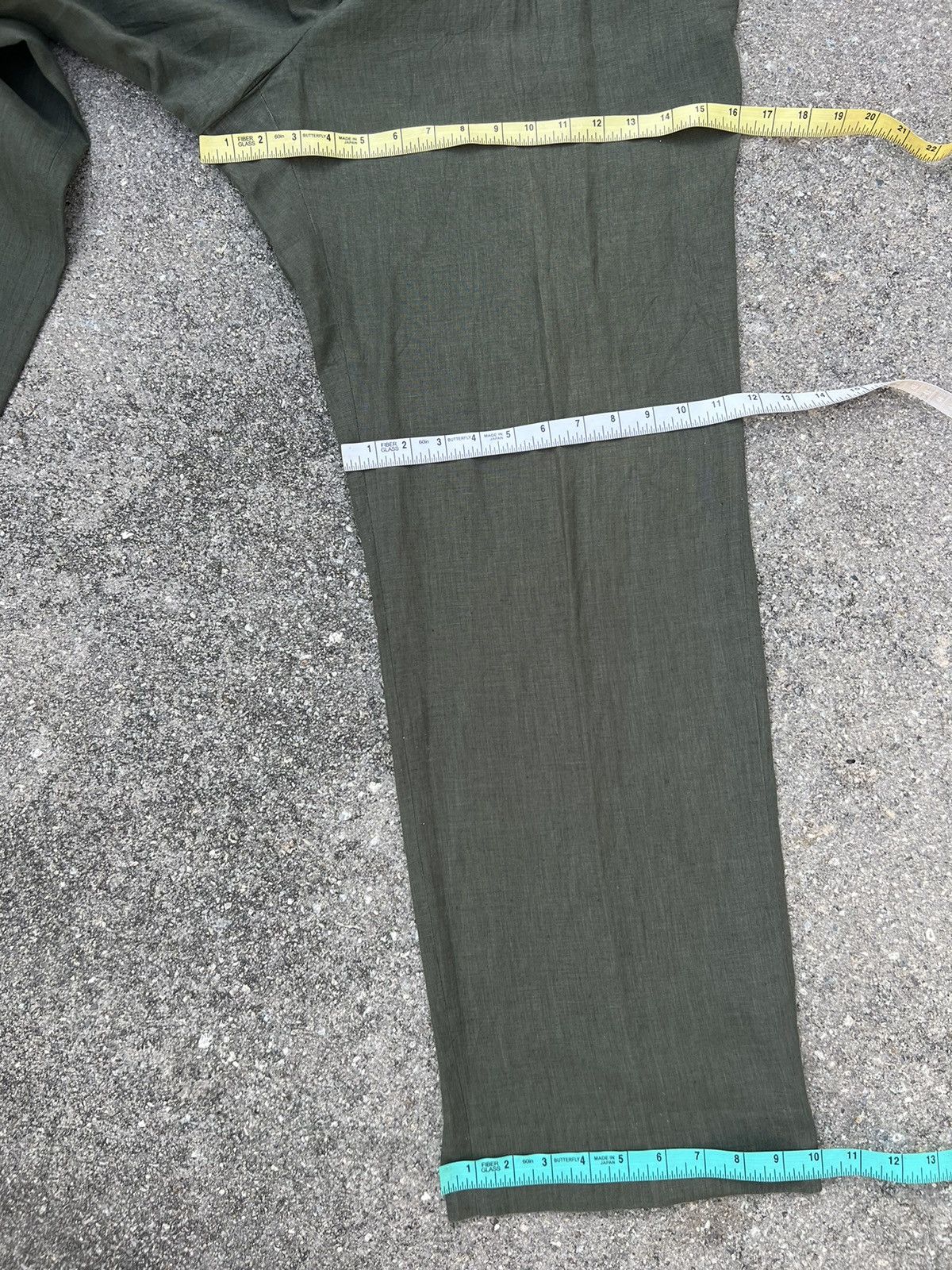 Mademoiselle Non Non Vintage Papas Japan Olive Green 100% Linen Trouser Pant Size US 38 / EU 54 - 3 Thumbnail