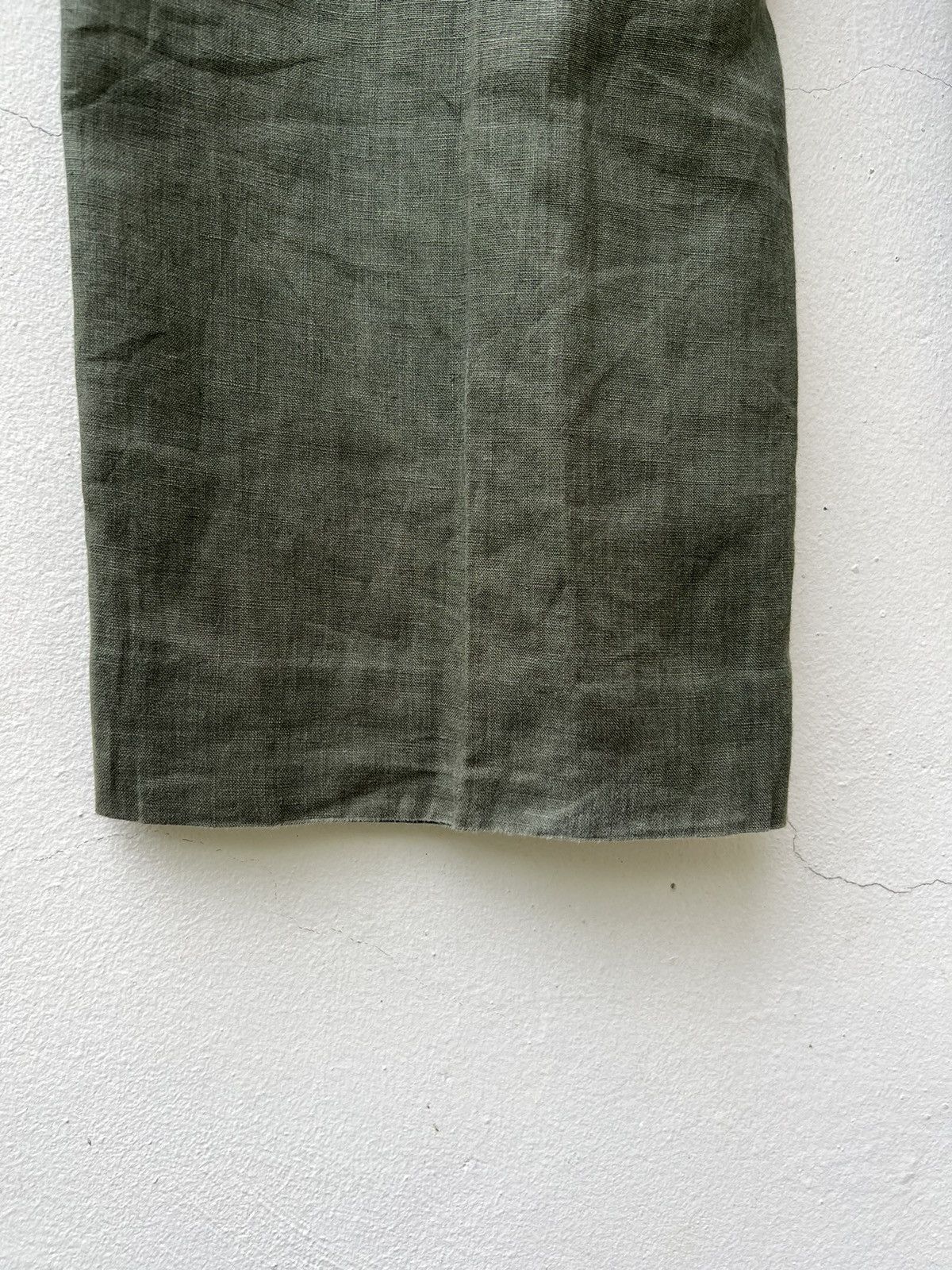 Mademoiselle Non Non Vintage Papas Japan Olive Green 100% Linen Trouser Pant Size US 38 / EU 54 - 18 Thumbnail