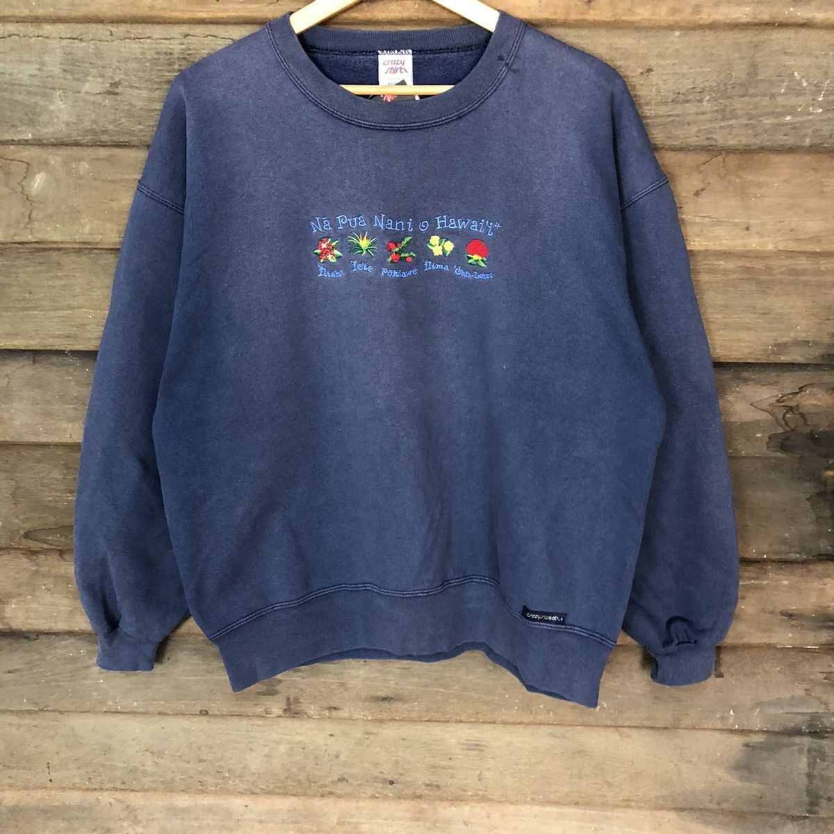 Vintage Crazy Shirt Hawaii vintage faded Blue Sweatshirt #4752 Size US M / EU 48-50 / 2 - 3 Thumbnail