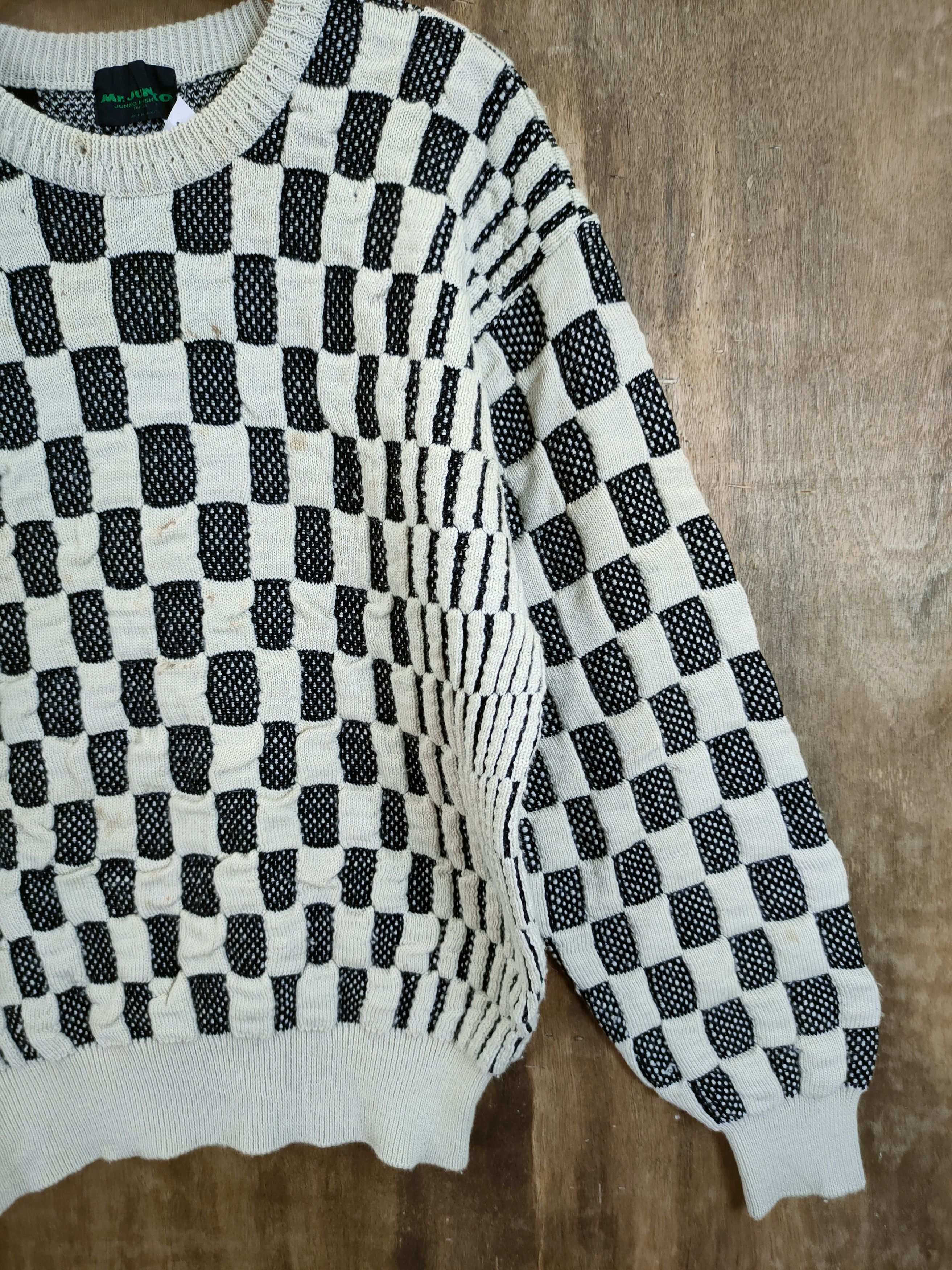 Mr. Junko Mr Junko Koshino checkered cable knitwear japan #46-608 DL Size US M / EU 48-50 / 2 - 3 Thumbnail