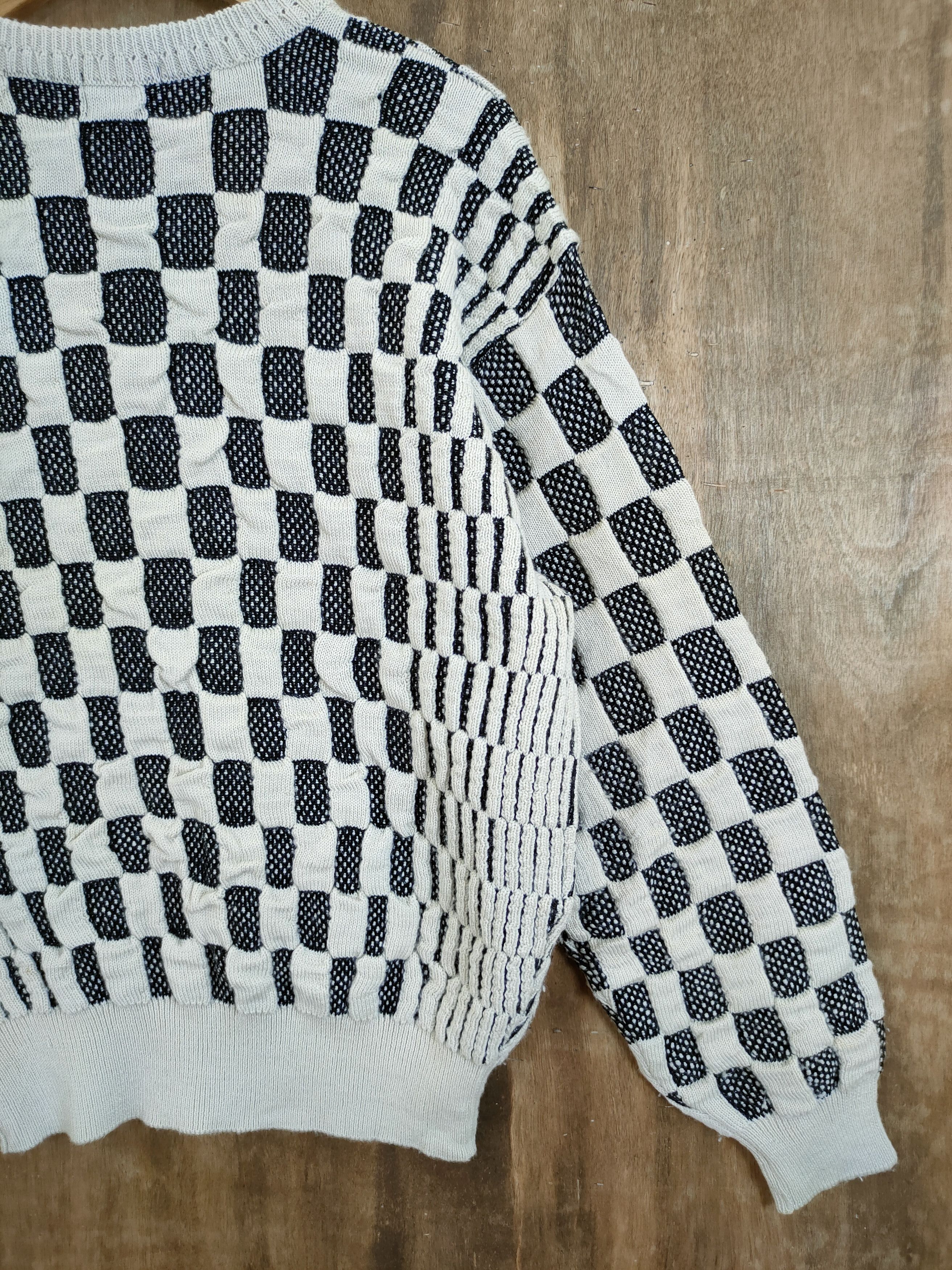 Mr. Junko Mr Junko Koshino checkered cable knitwear japan #46-608 DL Size US M / EU 48-50 / 2 - 6 Thumbnail
