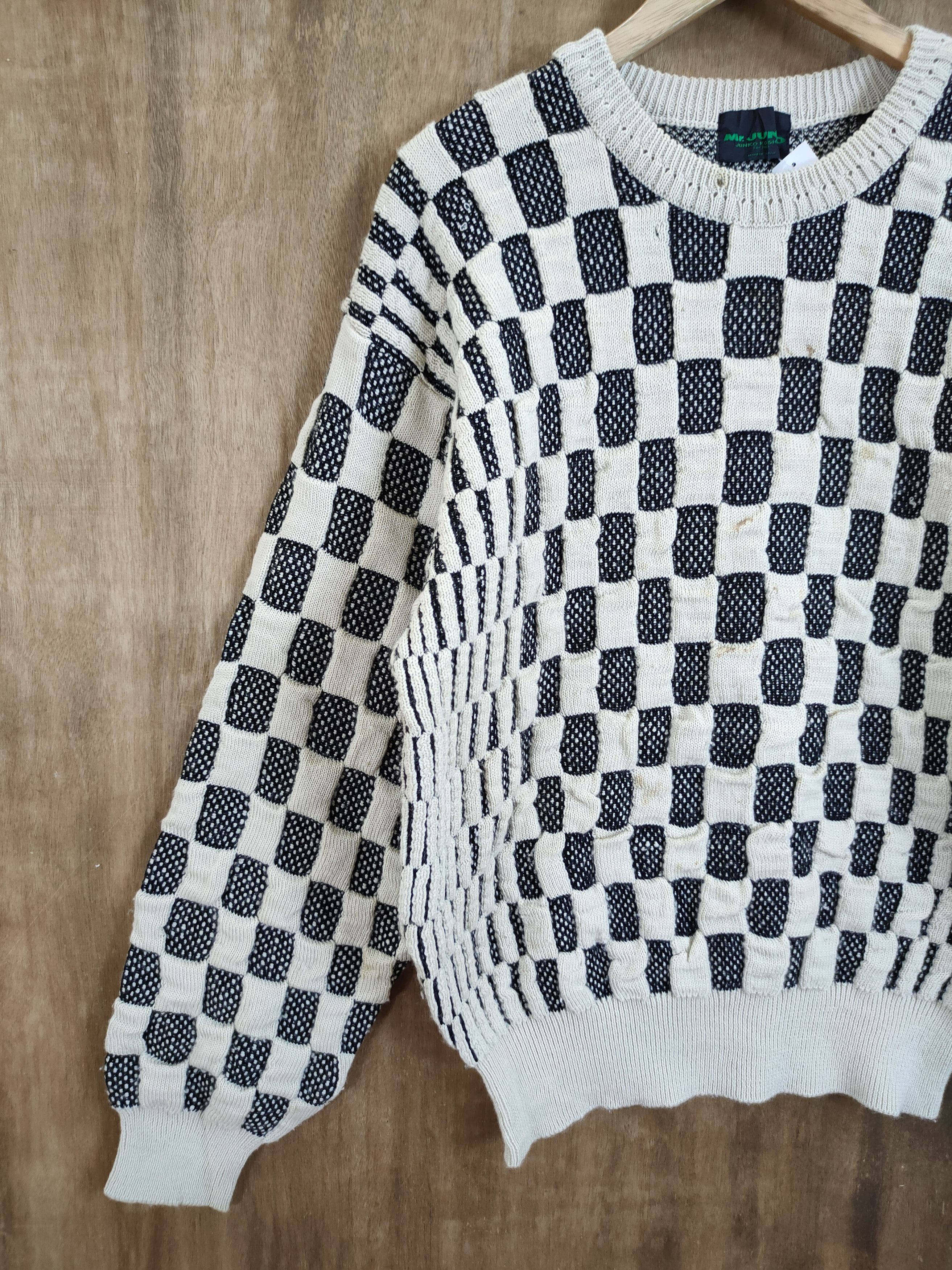 Mr. Junko Mr Junko Koshino checkered cable knitwear japan #46-608 DL Size US M / EU 48-50 / 2 - 2 Thumbnail