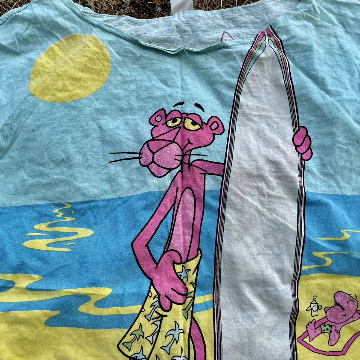 Vintage Vintage 90s Beach Graphic Tee Sun Faded Oversized Yellow M Size US M / EU 48-50 / 2 - 4 Thumbnail