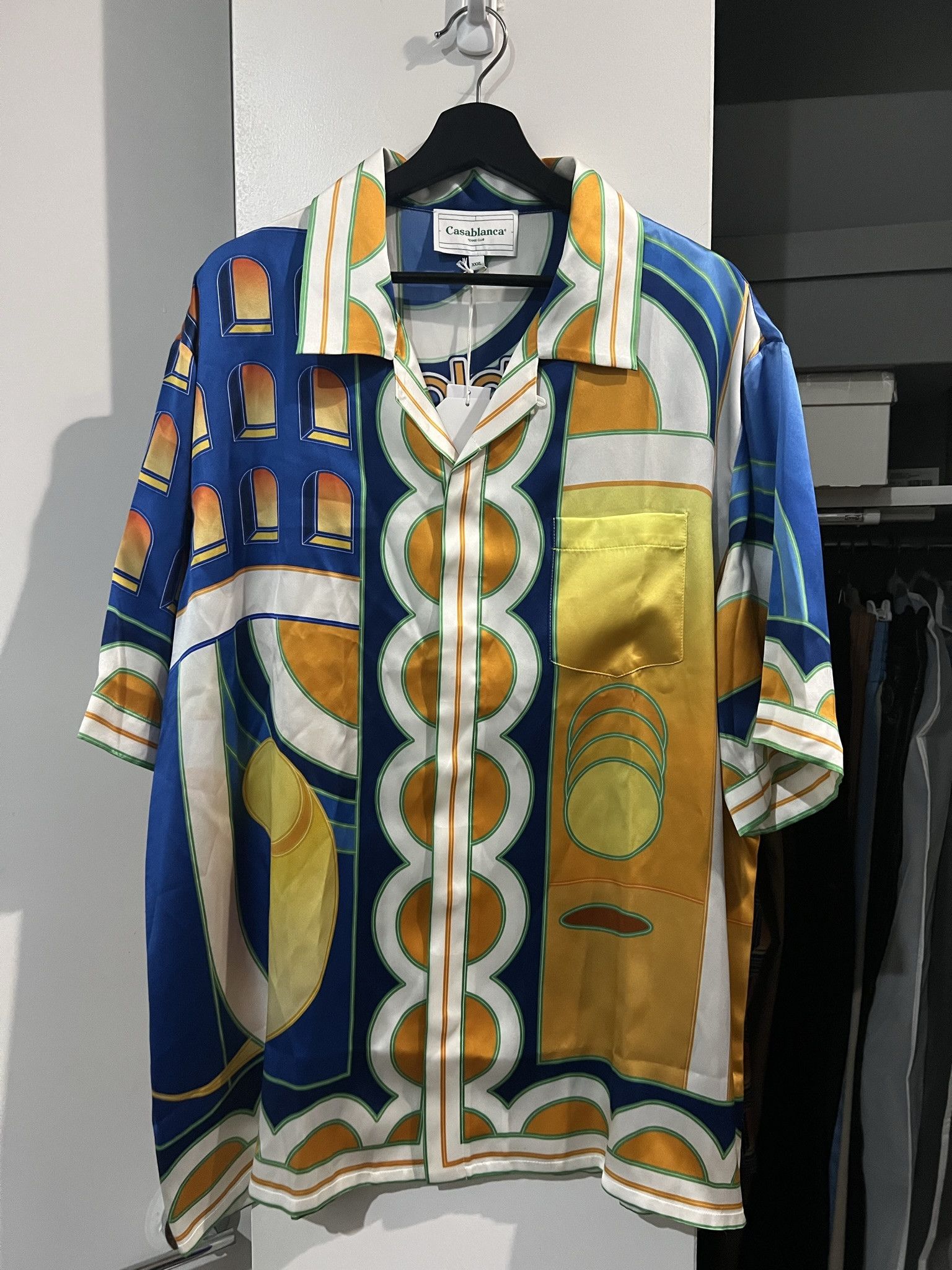 Casablanca Paysage Silk Button Up SS Shirt sz XXXL