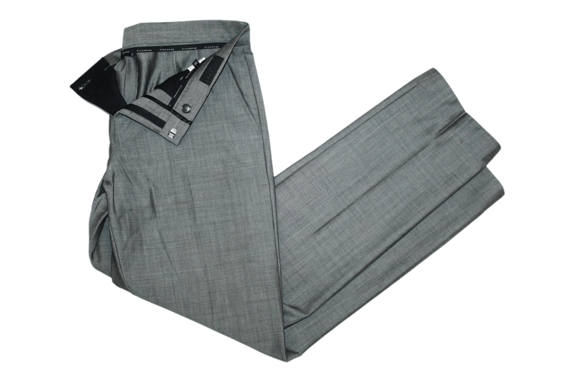 image of Italian Designers x John Richmond Wool Slim Fit Formal Trousers in Grey, Men's (Size 34)