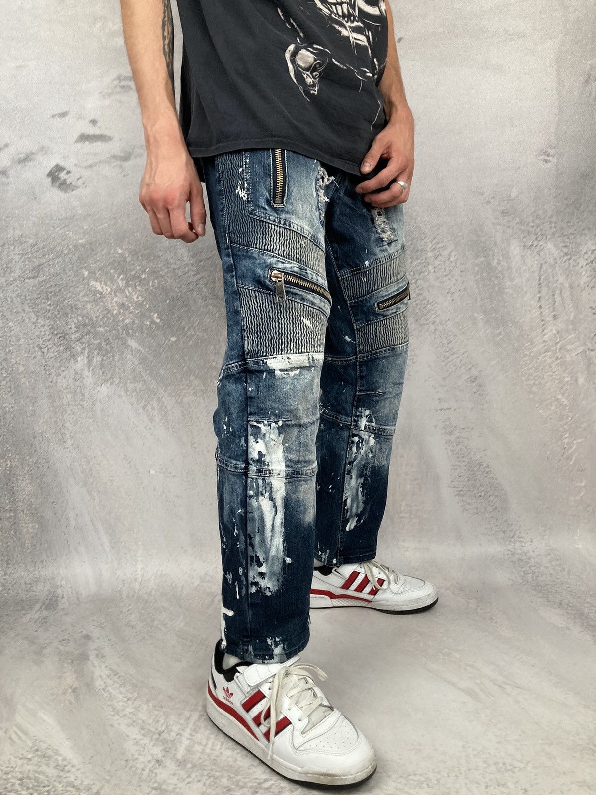 Japanese Brand Vintage Kosmo Lupo Japanese Distressed Denim Pants Size US 38 / EU 54 - 1 Thumbnail