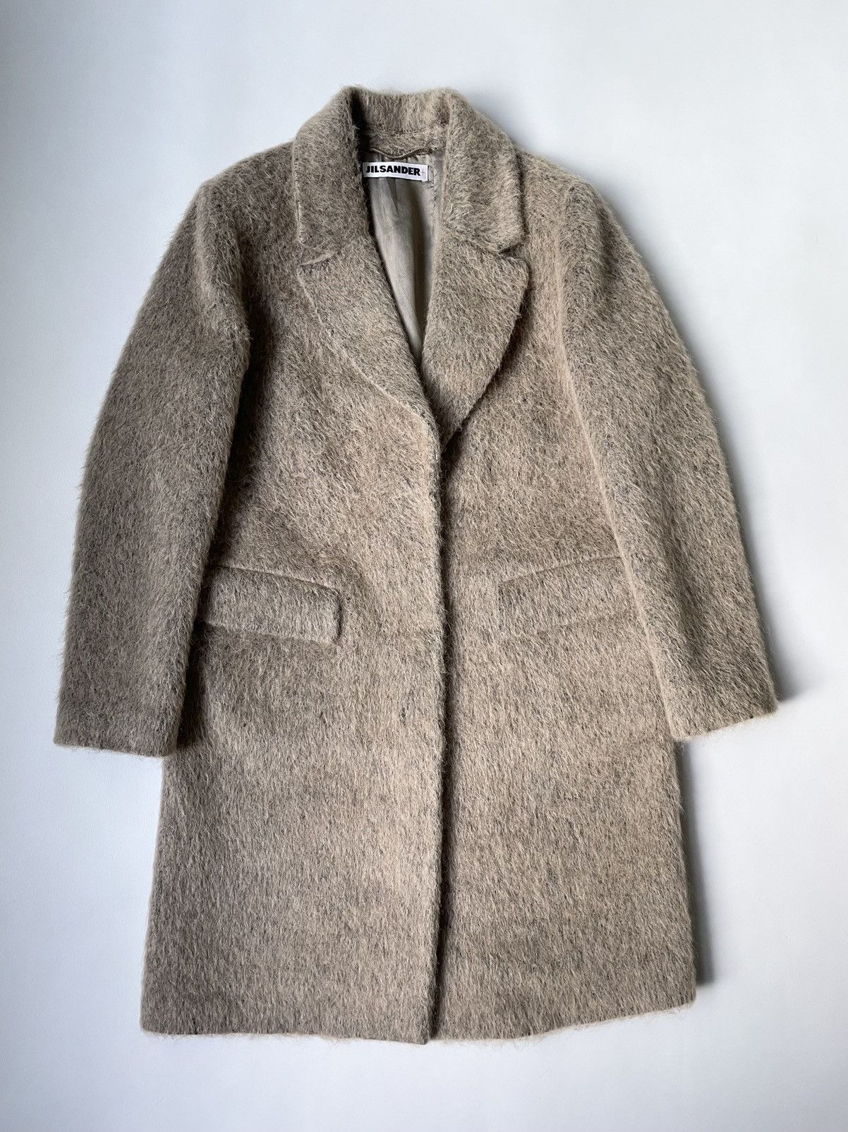 image of Jil Sander Early 2000S Fuzzy Alpaca Overcoat in Tan, Women's (Size Medium)
