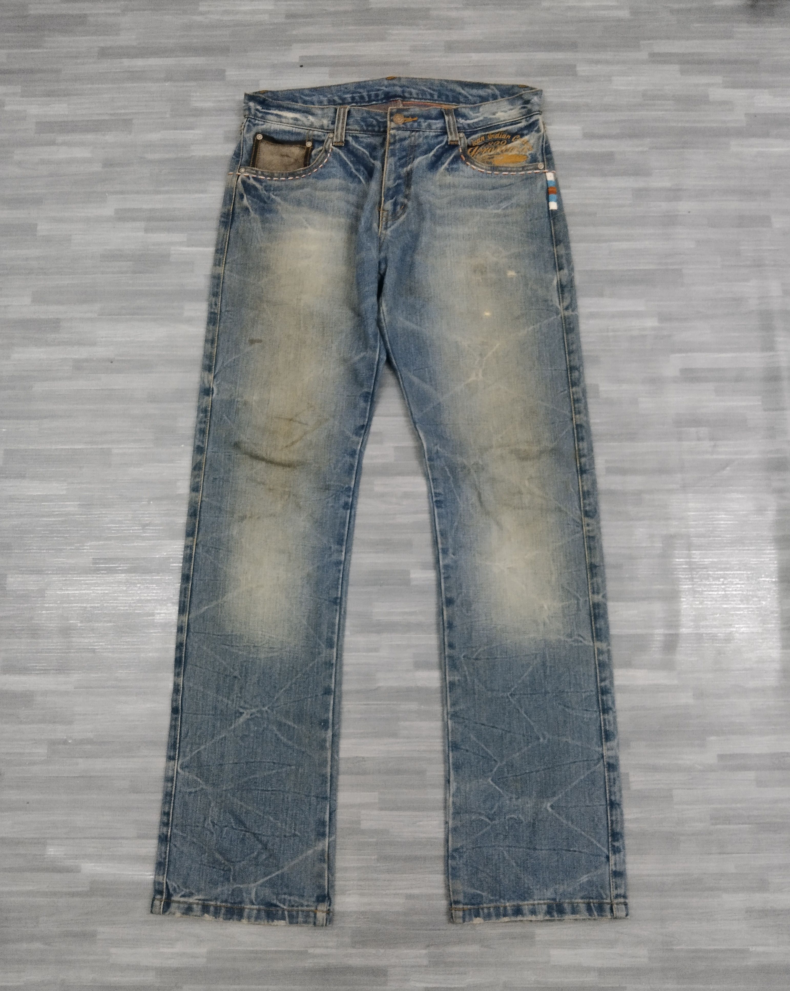 Art Comes First × Native DiSTRESSED NATIVE AMERICAN CULTURE ART GERONIM0 DENIM PANTS Size US 32 / EU 48 - 2 Thumbnail