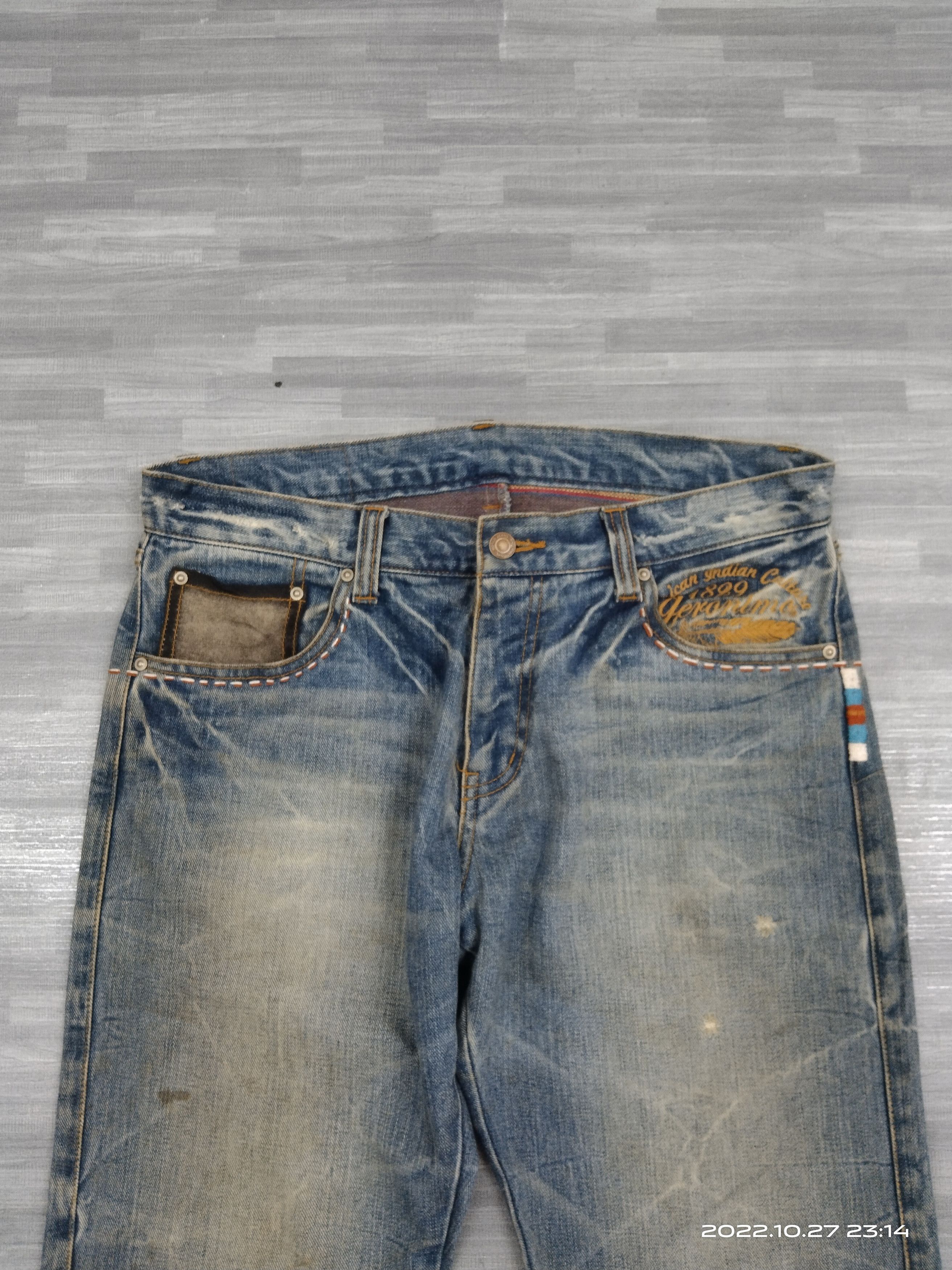 Art Comes First × Native DiSTRESSED NATIVE AMERICAN CULTURE ART GERONIM0 DENIM PANTS Size US 32 / EU 48 - 4 Thumbnail