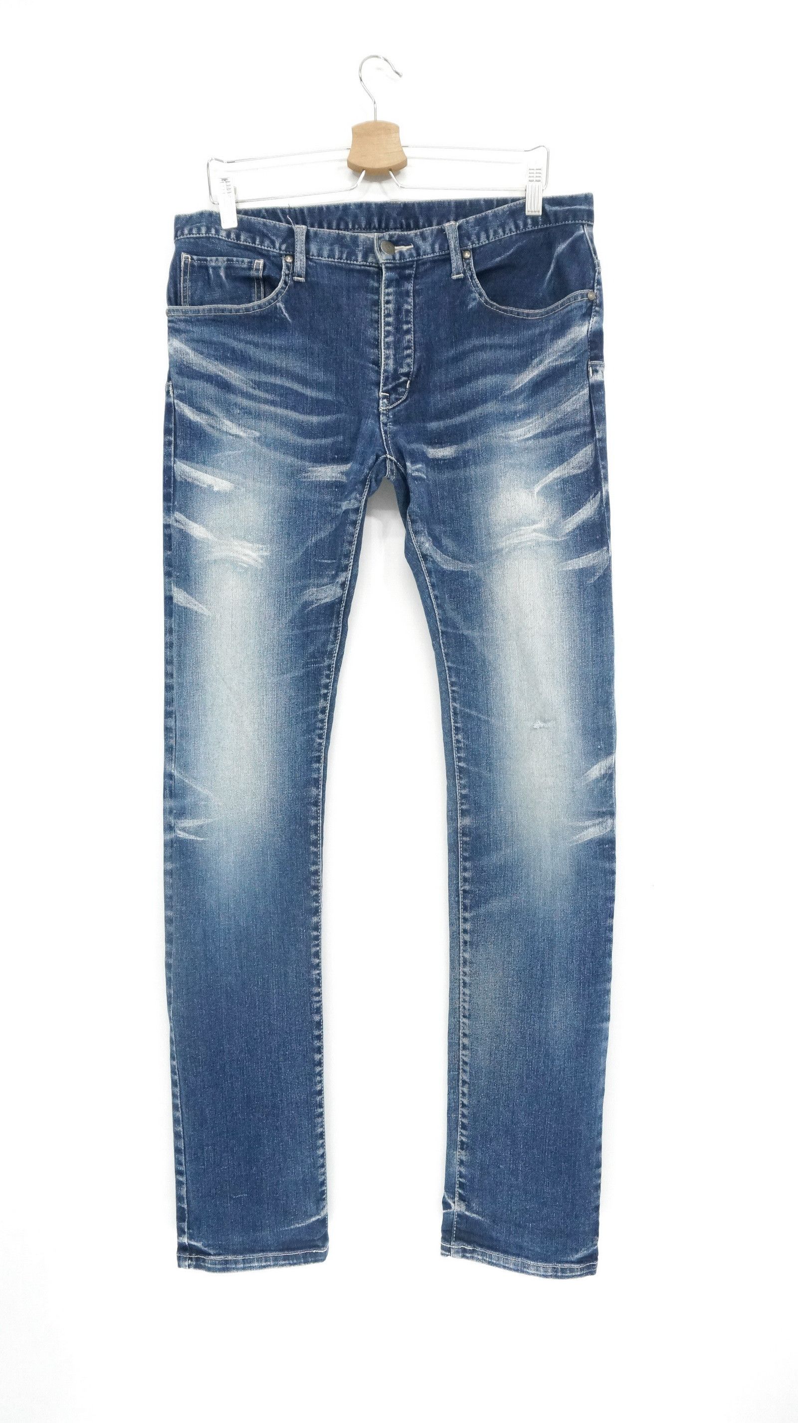 image of Tornado Mart Japan Fire! Tornado Mart Skinny Stretchy Jeans in Blue Denim, Men's (Size 30)