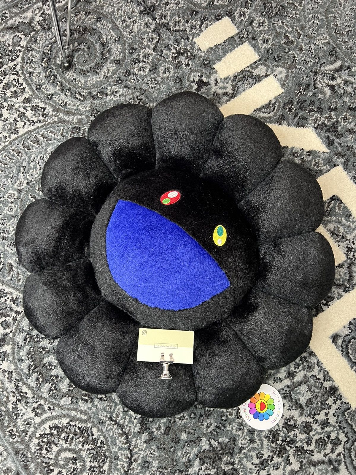 image of Takashi Murakami White Flower Cushion Plush 60Cm Black in Rainbow, Men's