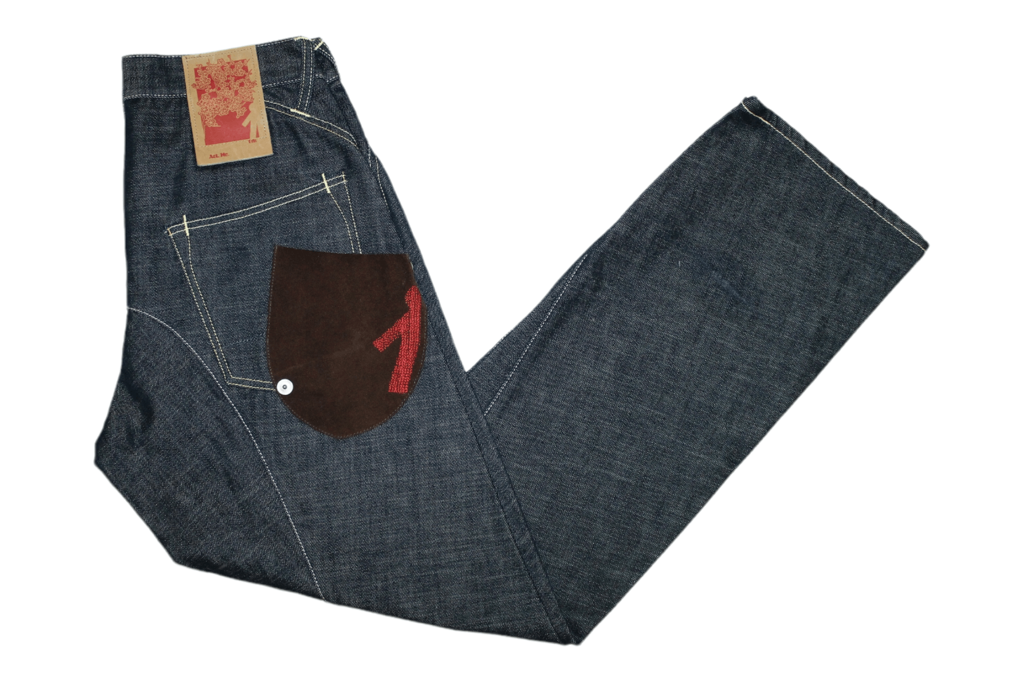 Japanese Brand Iijin Material Raw Denim Bootcut Baggy Western Jeans Size US 31 - 3 Thumbnail