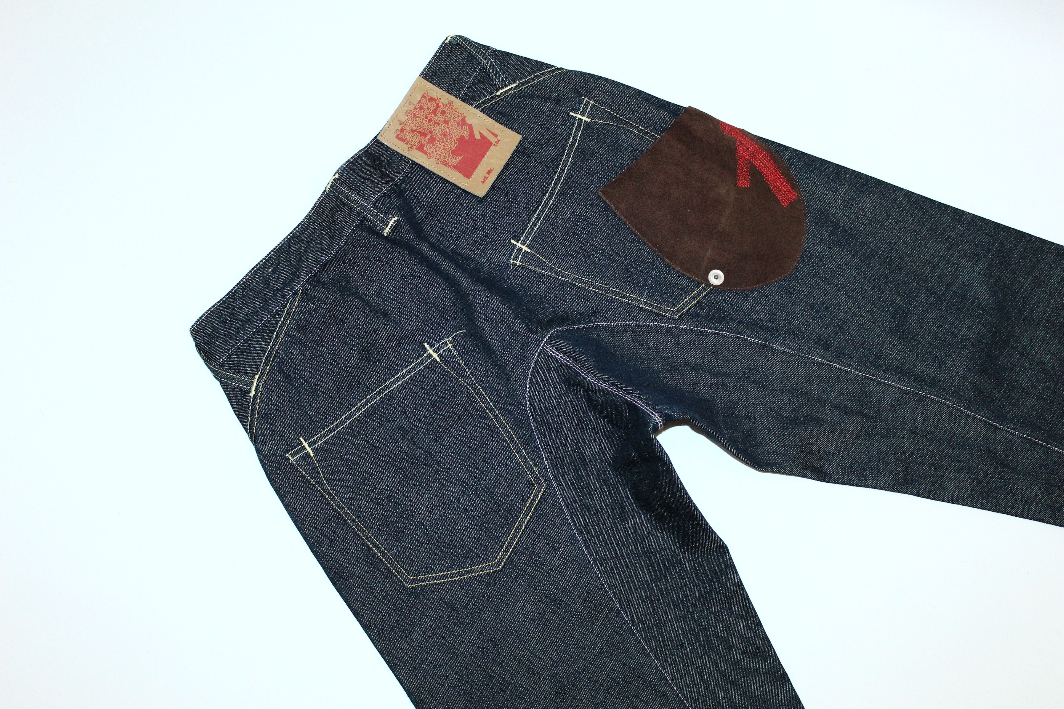 Japanese Brand Iijin Material Raw Denim Bootcut Baggy Western Jeans Size US 31 - 1 Thumbnail