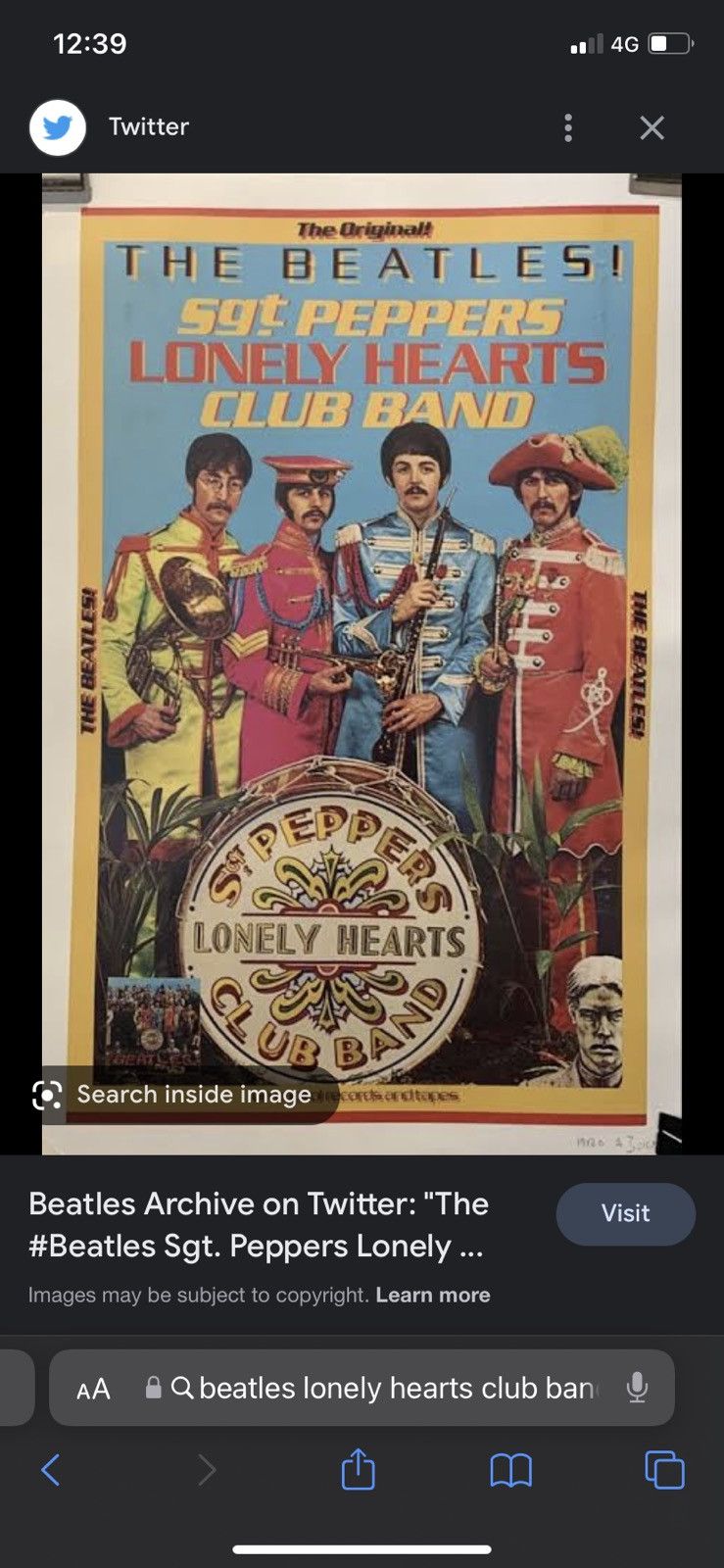 Japanese Brand Lonely Hearts. Club Band. Peppers Beatles 1967 Album Size US M / EU 48-50 / 2 - 5 Thumbnail