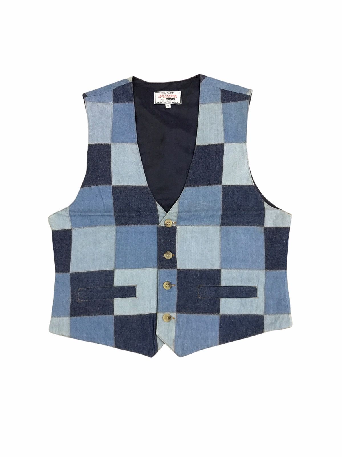 image of A.t.l.t.d Denim Patchwork Vest Kapital Style in Patchwork Denim, Men's (Size Small)
