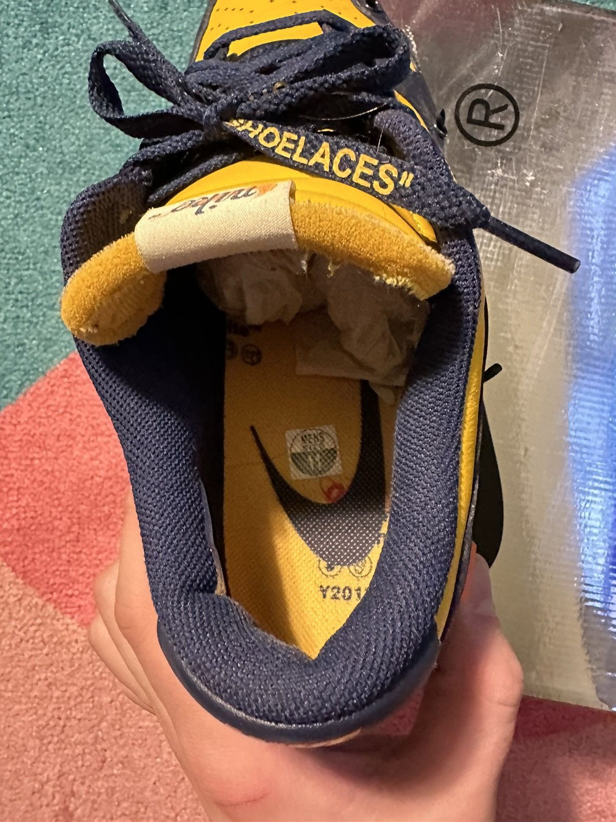 Nike × Off-White Off White Nike Dunk Low University Gold Navy ( Michigan ) Size US 11 / EU 44 - 5 Thumbnail