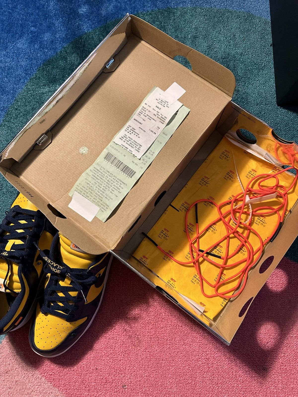 Nike × Off-White Off White Nike Dunk Low University Gold Navy ( Michigan ) Size US 11 / EU 44 - 9 Thumbnail