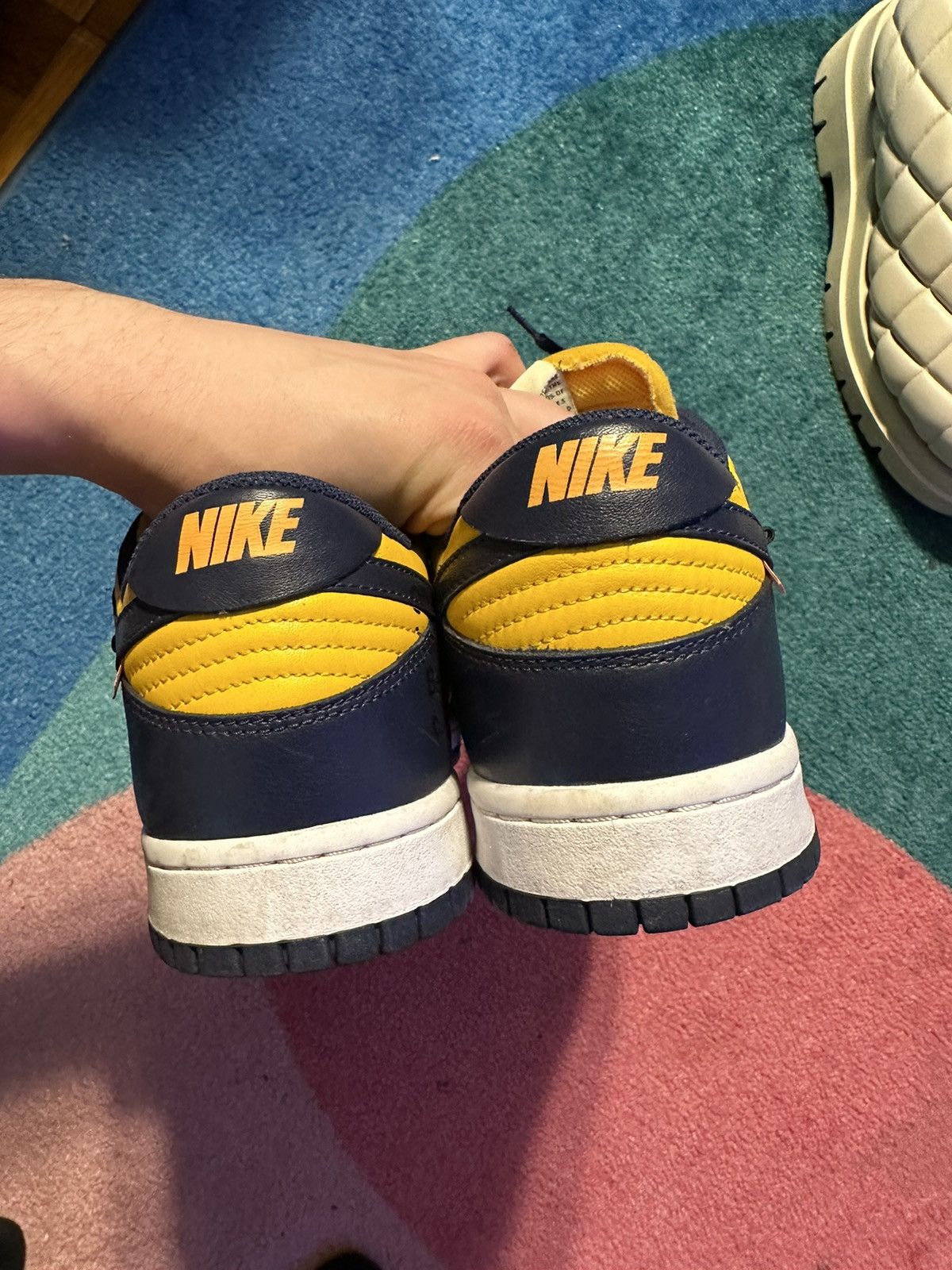 Nike × Off-White Off White Nike Dunk Low University Gold Navy ( Michigan ) Size US 11 / EU 44 - 7 Thumbnail