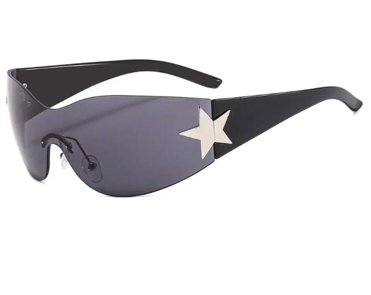 Electric Visual Black Frame Trendy Star Rimless Sunglasess Vintage y2k 90’s Size ONE SIZE - 2 Thumbnail