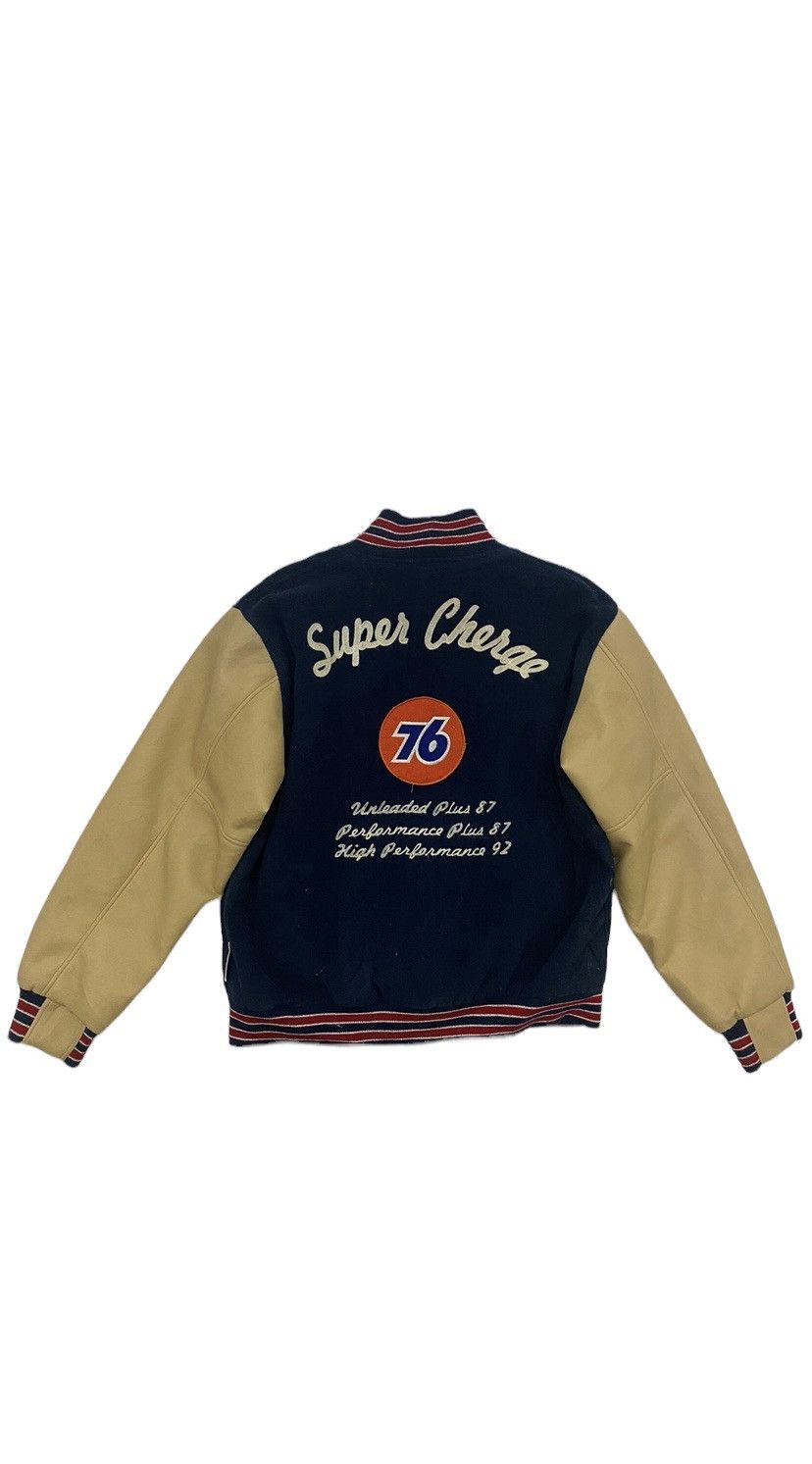image of Racing x Varsity Jacket VTG 76 Lubricants Wool Varsity Jacket in Navy Blue, Men's (Size Large)