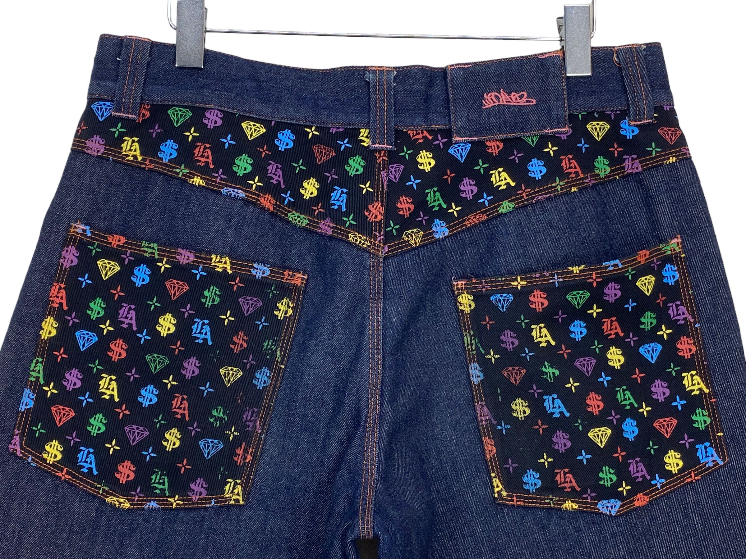Japanese Brand Octopus Army Baggy Jeans – Hickory Stripe Money Print Size US 34 / EU 50 - 9 Thumbnail