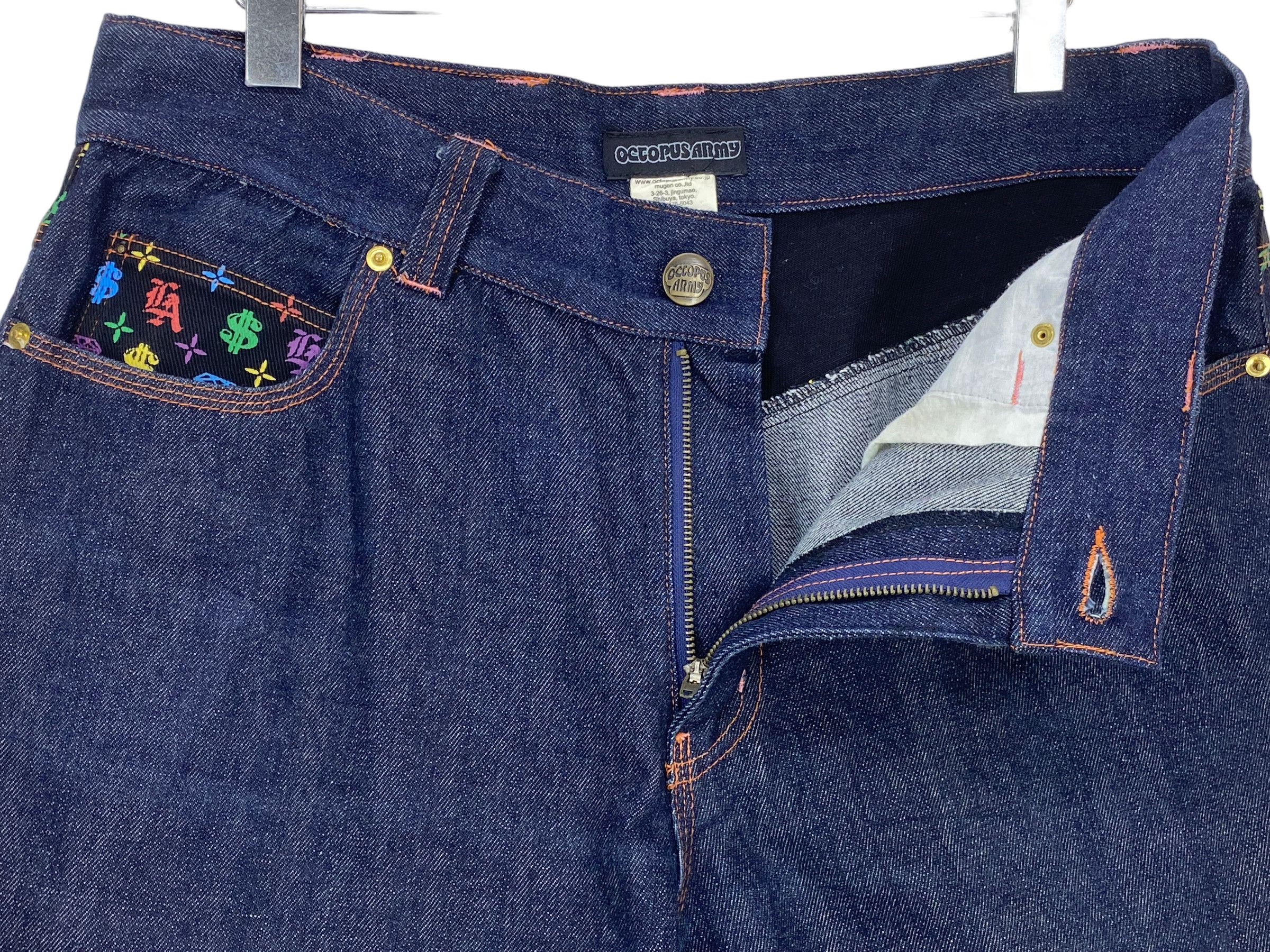 Japanese Brand Octopus Army Baggy Jeans – Hickory Stripe Money Print Size US 34 / EU 50 - 4 Thumbnail