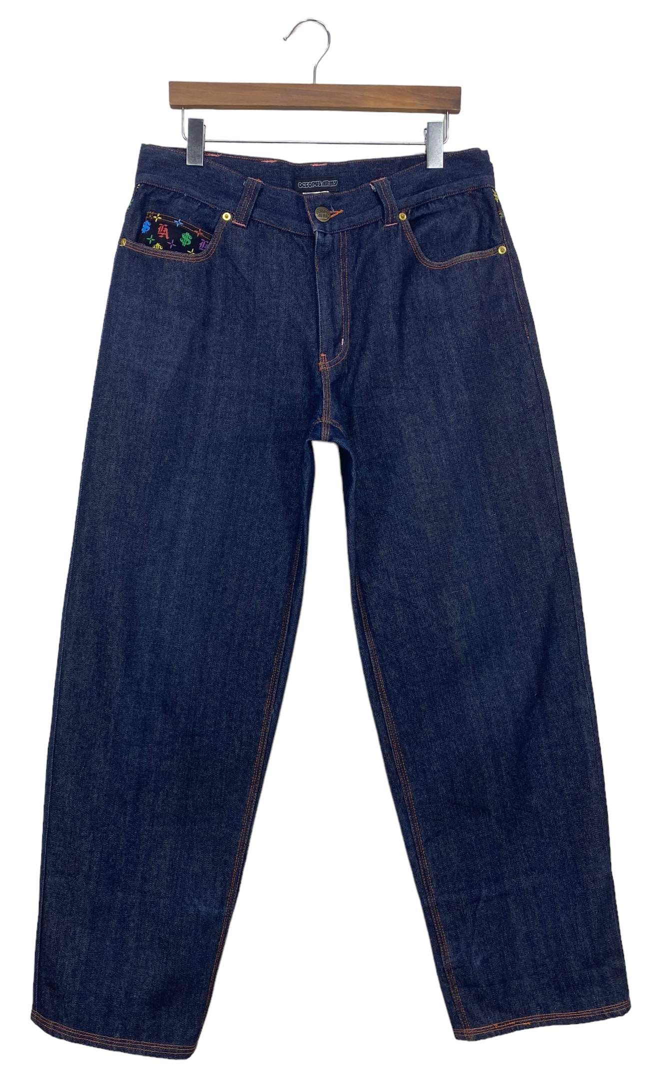Japanese Brand Octopus Army Baggy Jeans – Hickory Stripe Money Print Size US 34 / EU 50 - 2 Thumbnail