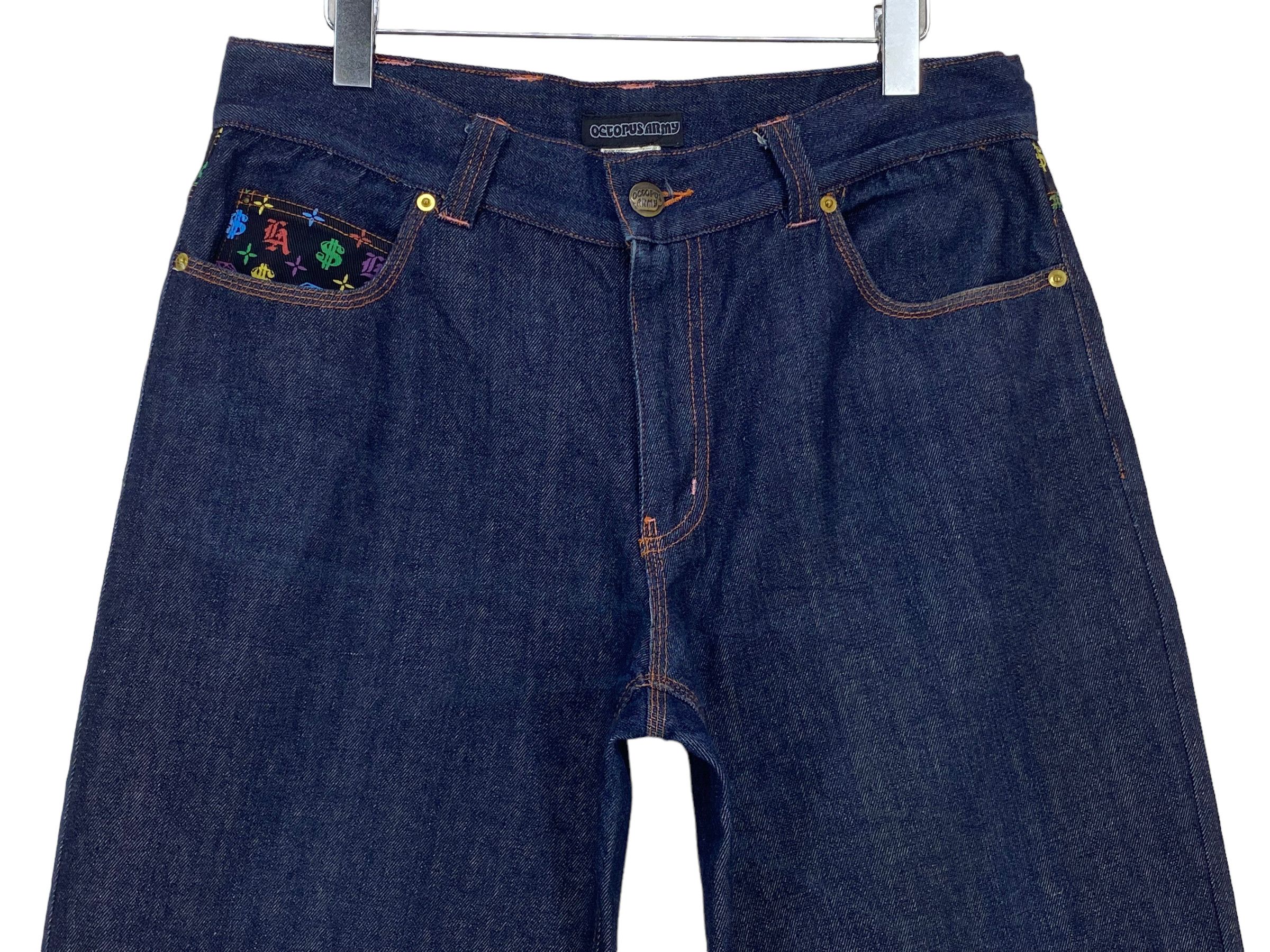 Japanese Brand Octopus Army Baggy Jeans – Hickory Stripe Money Print Size US 34 / EU 50 - 3 Thumbnail
