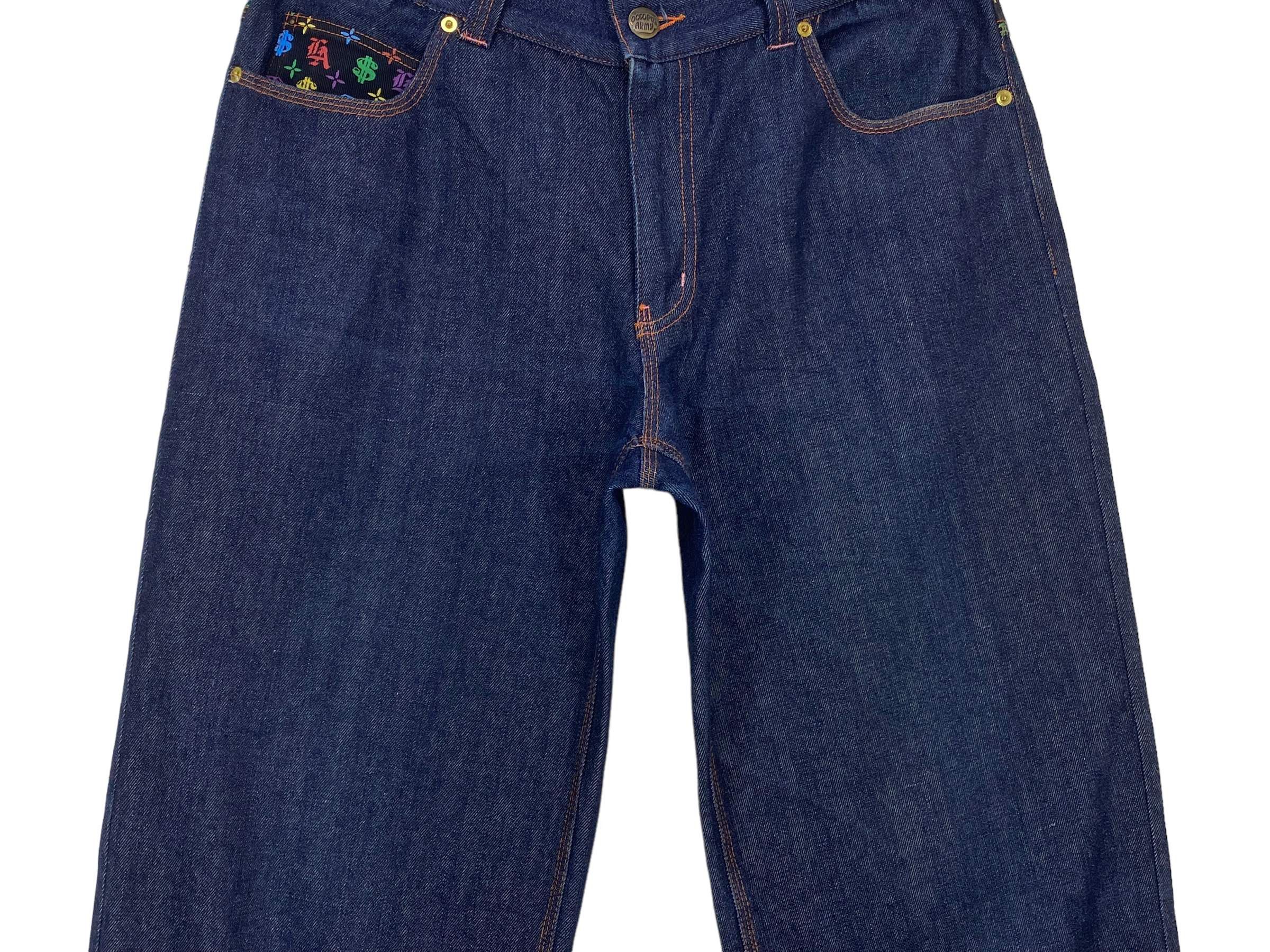 Japanese Brand Octopus Army Baggy Jeans – Hickory Stripe Money Print Size US 34 / EU 50 - 5 Thumbnail