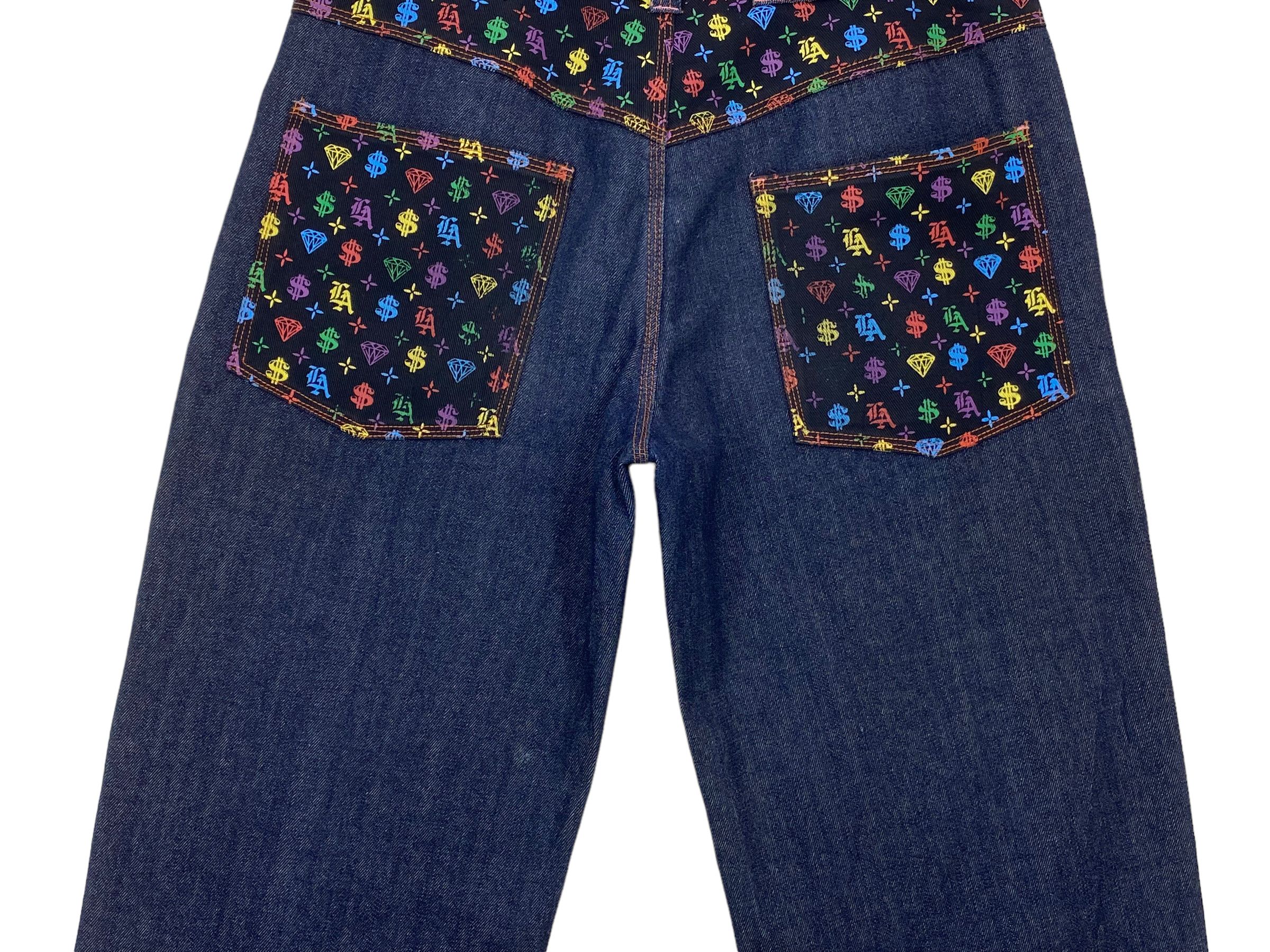 Japanese Brand Octopus Army Baggy Jeans – Hickory Stripe Money Print Size US 34 / EU 50 - 8 Thumbnail