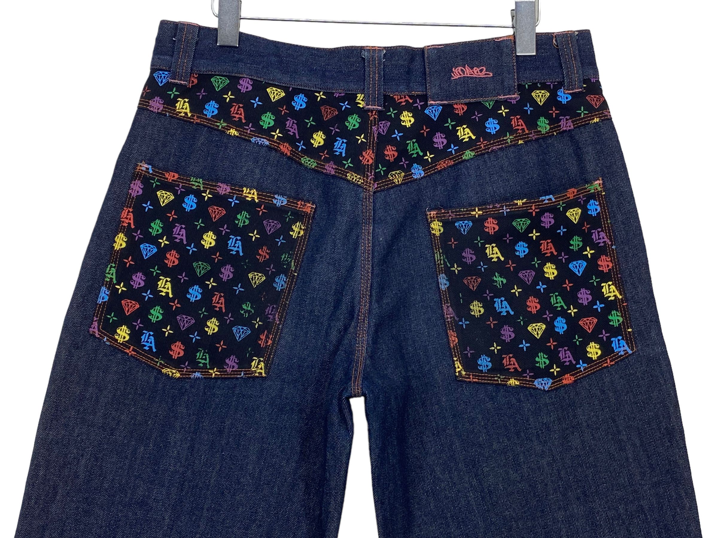 Japanese Brand Octopus Army Baggy Jeans – Hickory Stripe Money Print Size US 34 / EU 50 - 7 Thumbnail