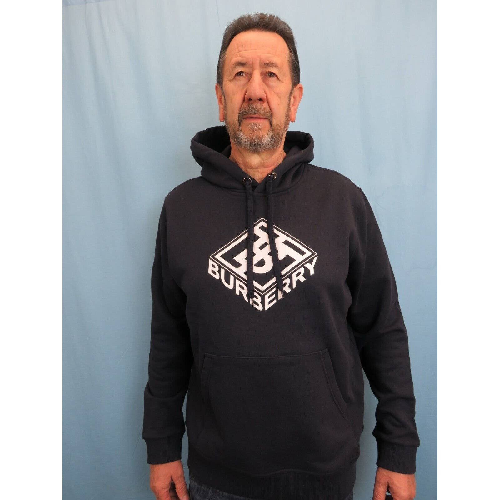 Burberry $820 ALBIAN NAVY BLUE COTTON WHITE TB LOGO PULLOVER HOODIE M Size US M / EU 48-50 / 2 - 5 Thumbnail