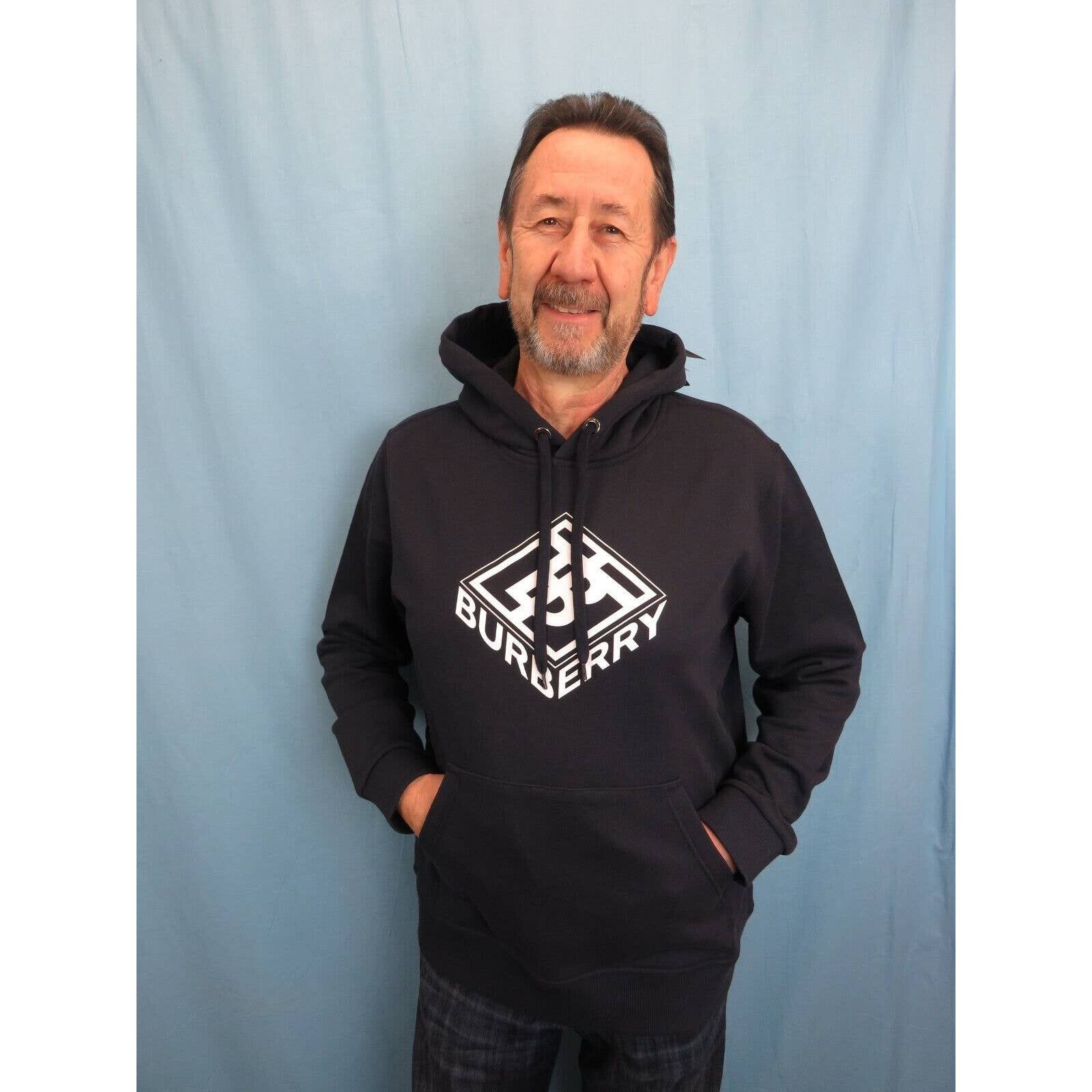 Burberry $820 ALBIAN NAVY BLUE COTTON WHITE TB LOGO PULLOVER HOODIE M Size US M / EU 48-50 / 2 - 2 Thumbnail