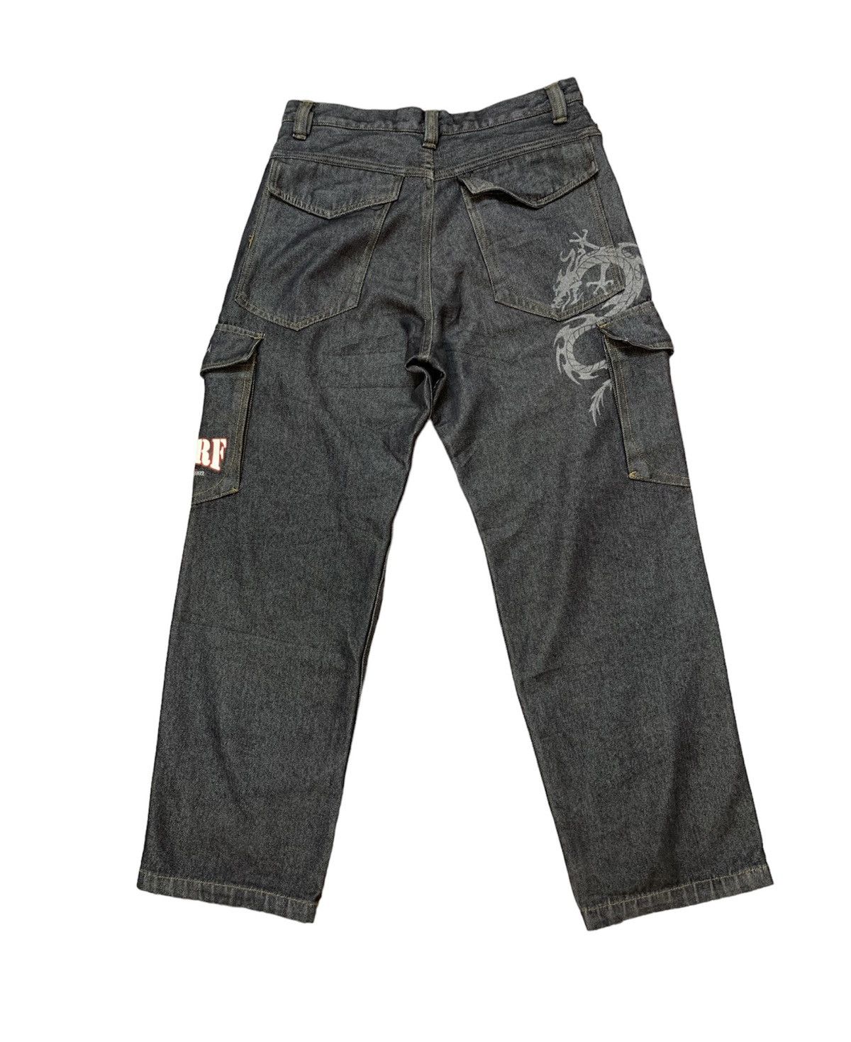 Baggy PJ’s Surf Dragon Oversized Cargo Denim Pants Raver